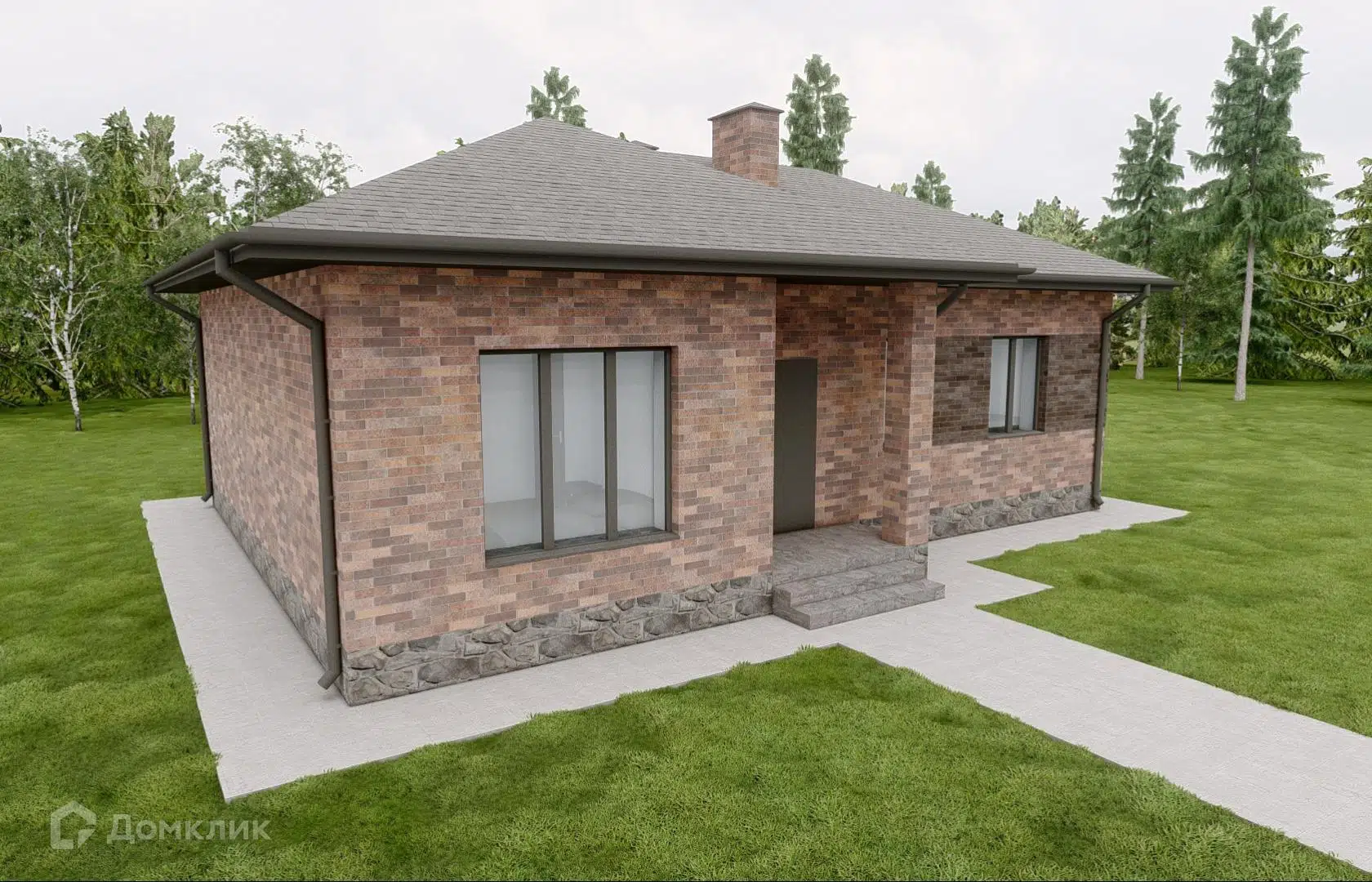 Проект дома «ТП-73» компании ООО «33 Коттеджа» из материала Газобетонные блоки площадью 73м² под ключ за 6278000₽ в Донецке | 1 этаж, 2 спальни, 1 санузел – Домклик