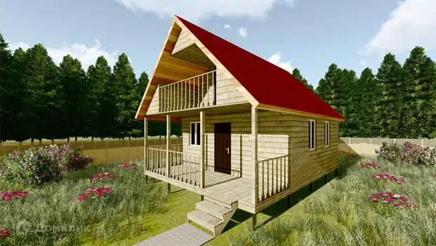 Проект дома «Проект №28» компании Земле-Строй из материала Брус естественной влажности площадью 48м² под ключ за 1700000₽ в Луганске | 2 этажа, 3 спальни, 1 санузел – Домклик