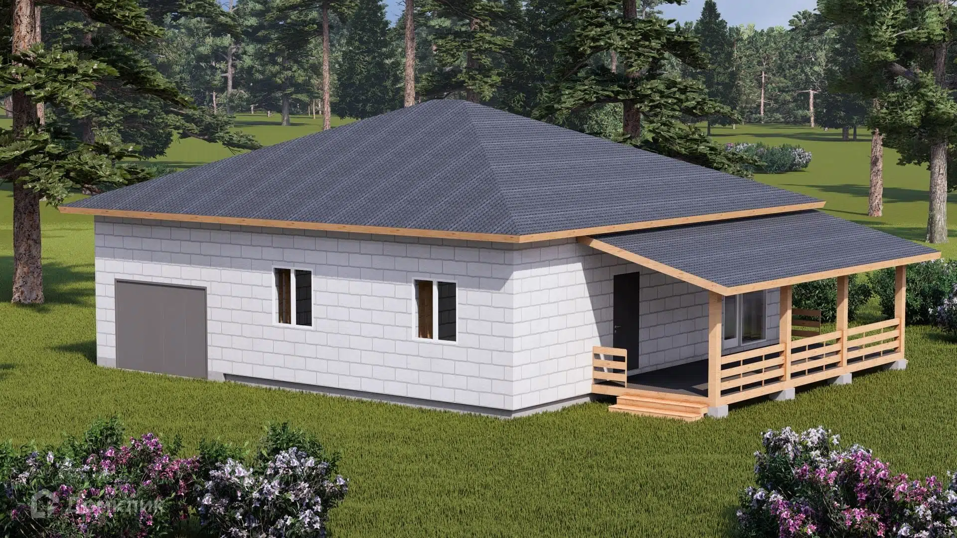 Проект дома «Дом из полистиролбетона ТА-135,9» компании Построй Свой Дом_ИП из материала Полистиролбетон площадью 135.9м² под ключ за 6500000₽ в Донецке | 1 этаж, 3 спальни, 1 санузел – Домклик