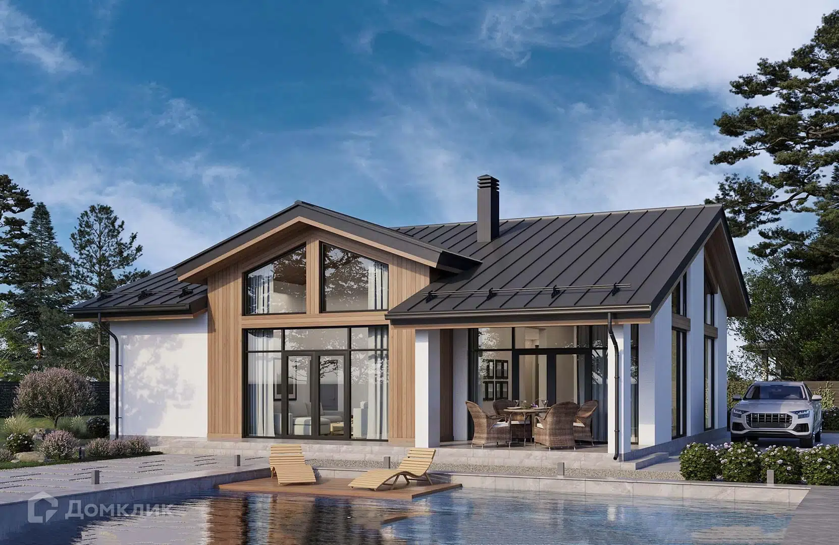 Проект дома «Проект №444» компании Новация из материала Газобетонные блоки площадью 154м² под ключ за 11150000₽ в Донецке | 1 этаж, 4 спальни, 2 санузла – Домклик