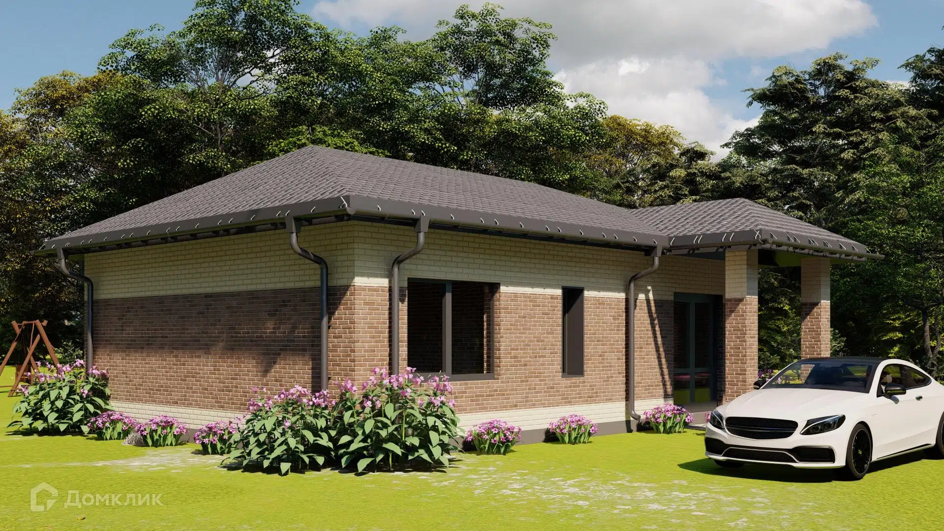 Проект дома «Загородный дом КЕРАМА-62» компании ООО «СЕДЬМОЕ НЕБО» из материала Газобетонные блоки площадью 62.5м² под ключ за 7510000₽ в Донецке | 1 этаж, 2 спальни, 2 санузла – Домклик