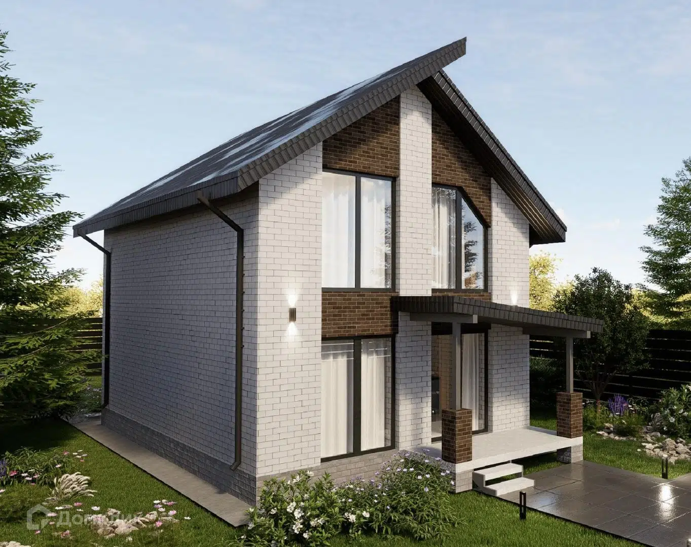 Проект дома «Олимп» компании ООО СК Добрострой из материала Кирпич площадью 90м² под ключ за 6780000₽ в Донецке | 2 этажа, 3 спальни, 2 санузла – Домклик