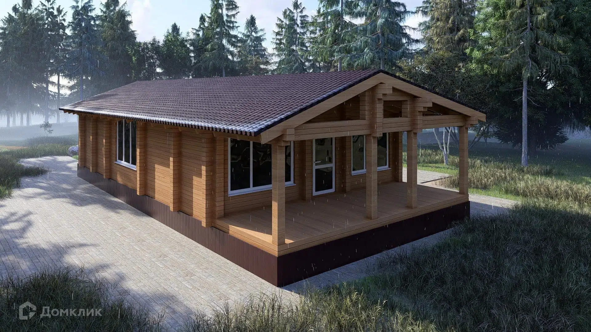 Проект дома «Деревянный дом-шале ПБ-107» компании ИЗБА из материала Профилированный брус площадью 107.8м² под ключ за 5080000₽ в Донецке | 1 этаж, 3 спальни, 1 санузел – Домклик