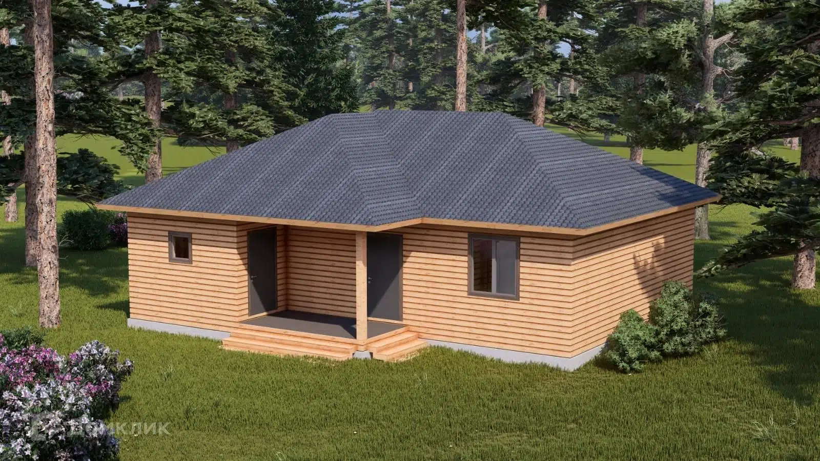 Проект дома «Брусовой дом с террасой ТА-111,3» компании Построй Свой Дом_ИП из материала Профилированный брус площадью 111.3м² под ключ за 7800000₽ в Донецке | 1 этаж, 3 спальни, 1 санузел – Домклик