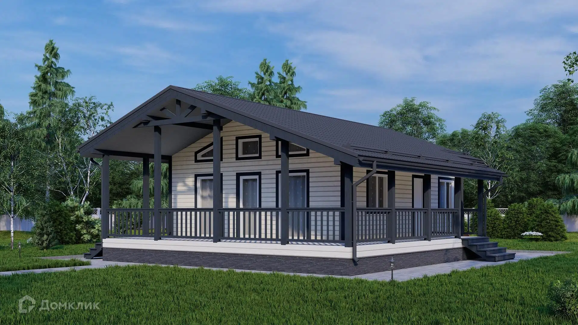 Проект дома «КД-122» компании OLLATALO из материала Каркасный дом площадью 59м² под ключ за 3931000₽ в Донецке | 1 этаж, 2 спальни, 1 санузел – Домклик