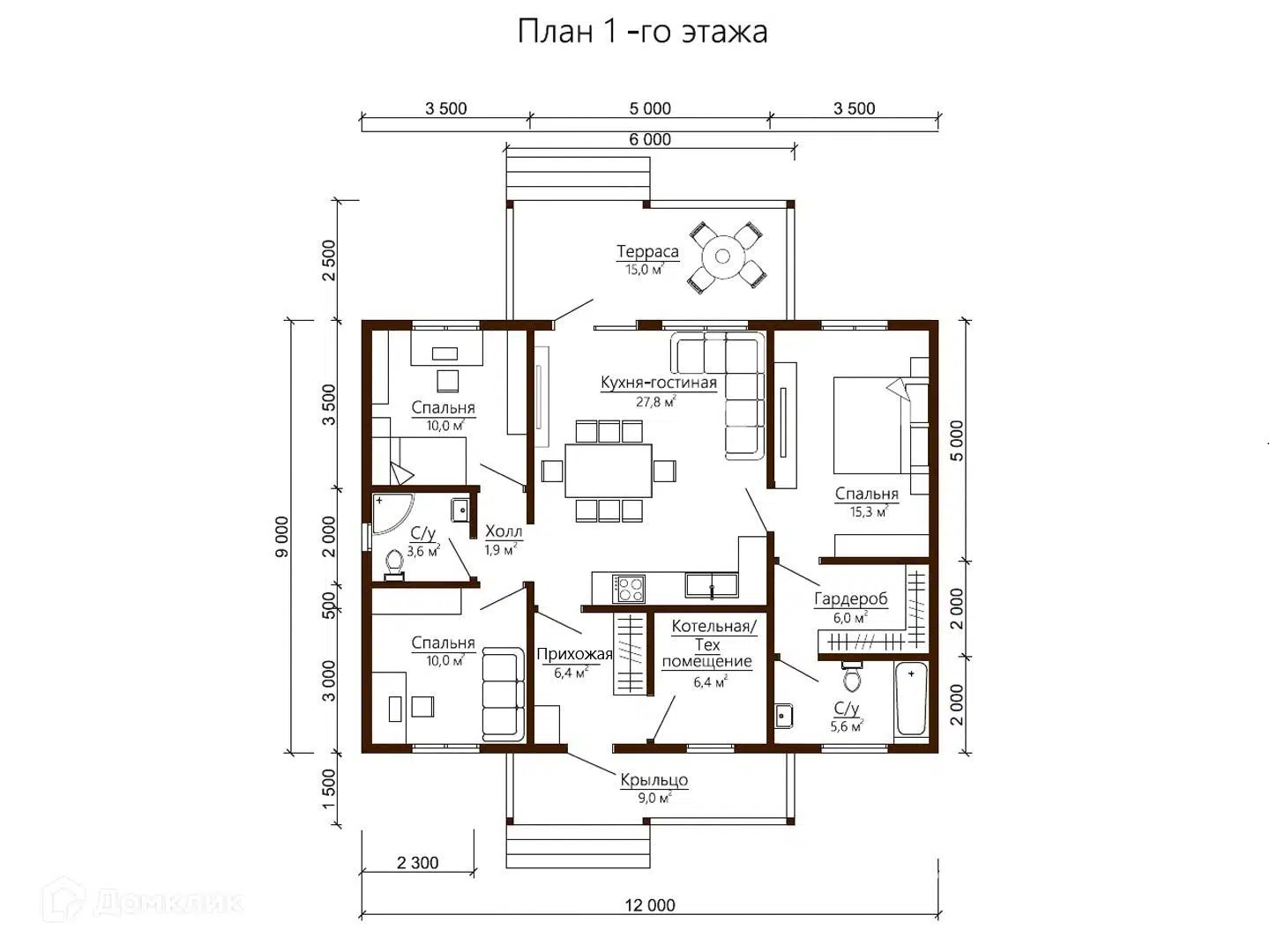 Планировка 1 этажа