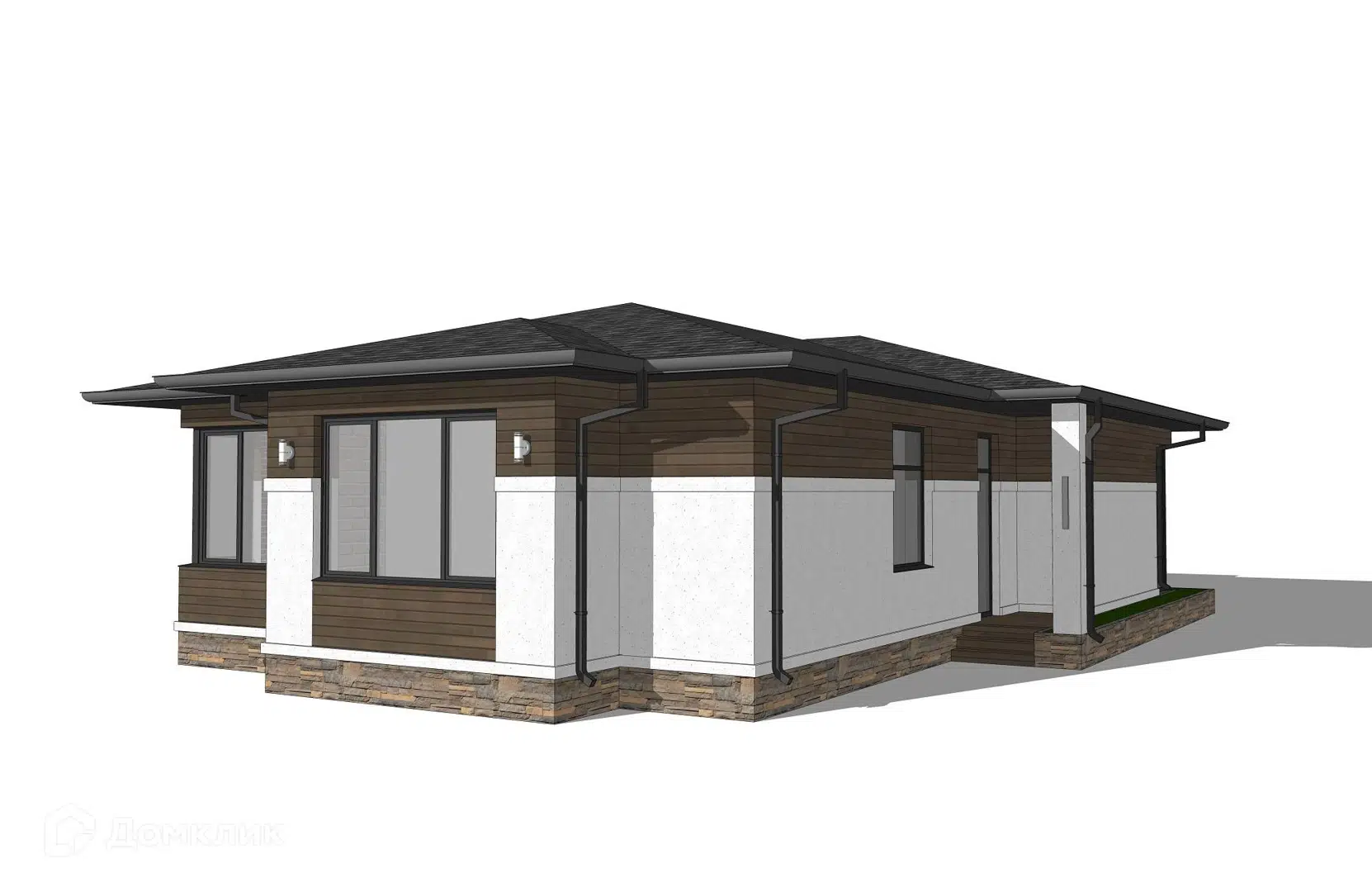 Проект дома «Проект №375» компании Новация из материала Газобетонные блоки площадью 127м² под ключ за 6360000₽ в Донецке | 1 этаж, 3 спальни, 1 санузел – Домклик