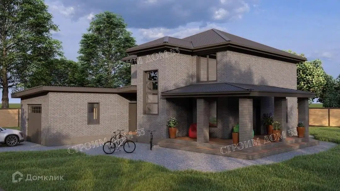 Проект дома «Двухэтажный дом из газобетона 10х10м, ГБ-31» компании СК Строим Дом 53 из материала Газобетонные блоки площадью 229.1м² под ключ за 11550000₽ в Донецке | 2 этажа, 5 спален, 2 санузла – Домклик