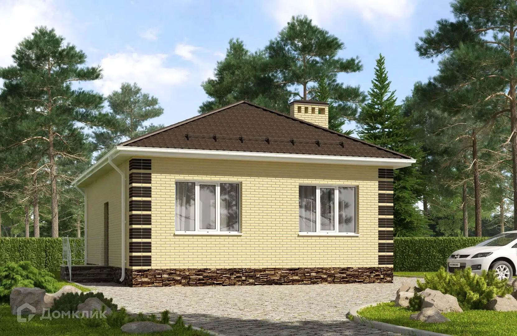 Проект дома «Проект №43» компании Новация из материала Керамические блоки площадью 68м² под ключ за 4840000₽ в Донецке | 1 этаж, 2 спальни, 1 санузел – Домклик