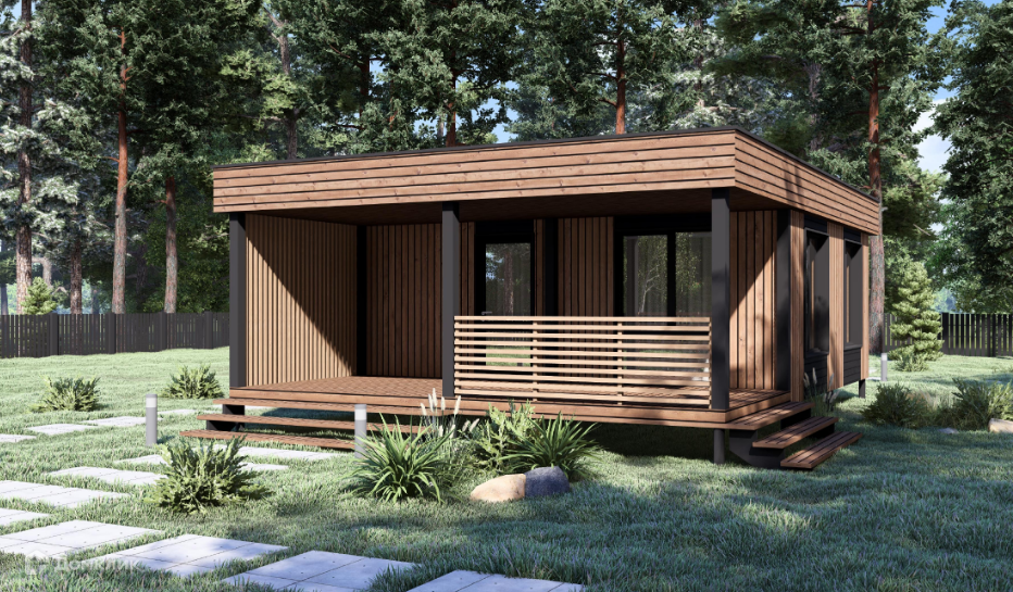 Проект дома «Level 63» компании Пока нет Дома из материала Модульный дом площадью 54м² под ключ за 4400000₽ в Донецке | 1 этаж, 2 спальни, 1 санузел – Домклик