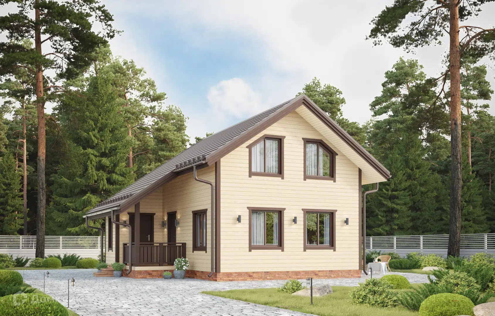 Проект дома «Малкин» компании FamilyDom из материала Каркасный дом площадью 85.6м² под ключ за 4253000₽ в Луганске | 2 этажа, 3 спальни, 2 санузла – Домклик