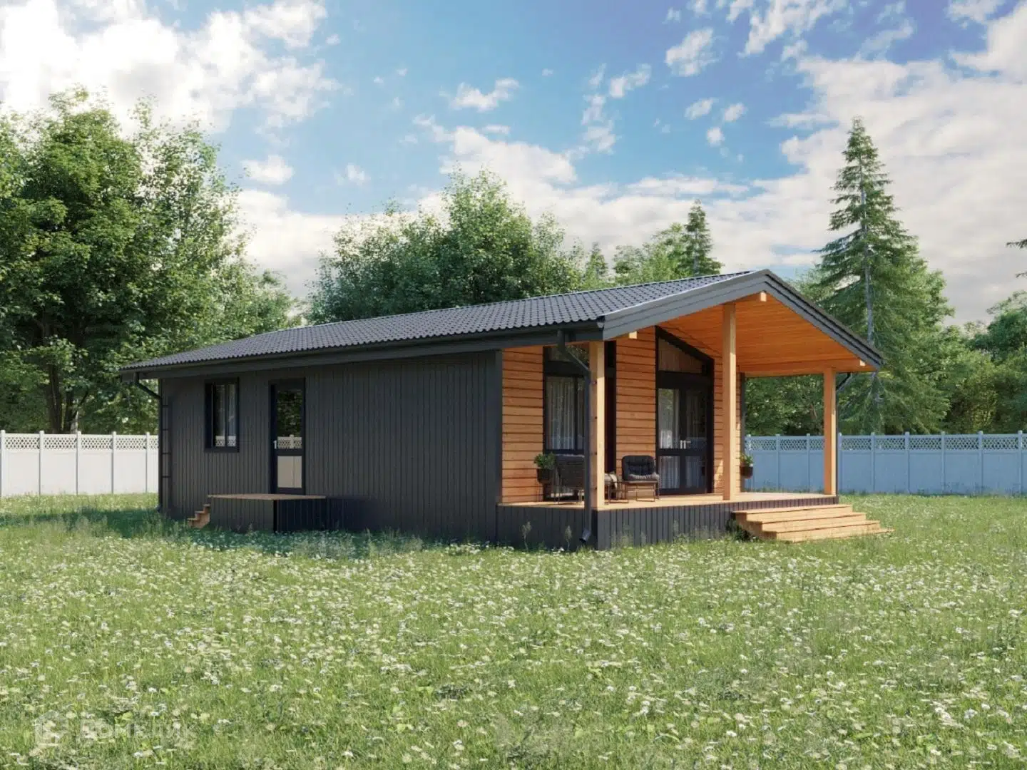 Проект дома «Сканди 07» компании Авангард из материала SIP-панели площадью 64.31м² под ключ за 3679000₽ в Донецке | 1 этаж, 2 спальни, 1 санузел – Домклик