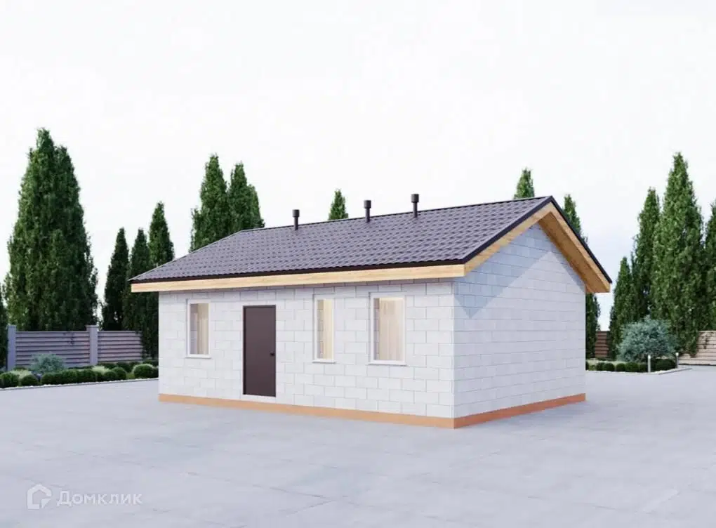Проект дома «Фирс-ИД» компании Вигвам.ру из материала Газобетонные блоки площадью 48.2м² под ключ за 4075000₽ в Донецке | 1 этаж, 2 спальни, 1 санузел – Домклик