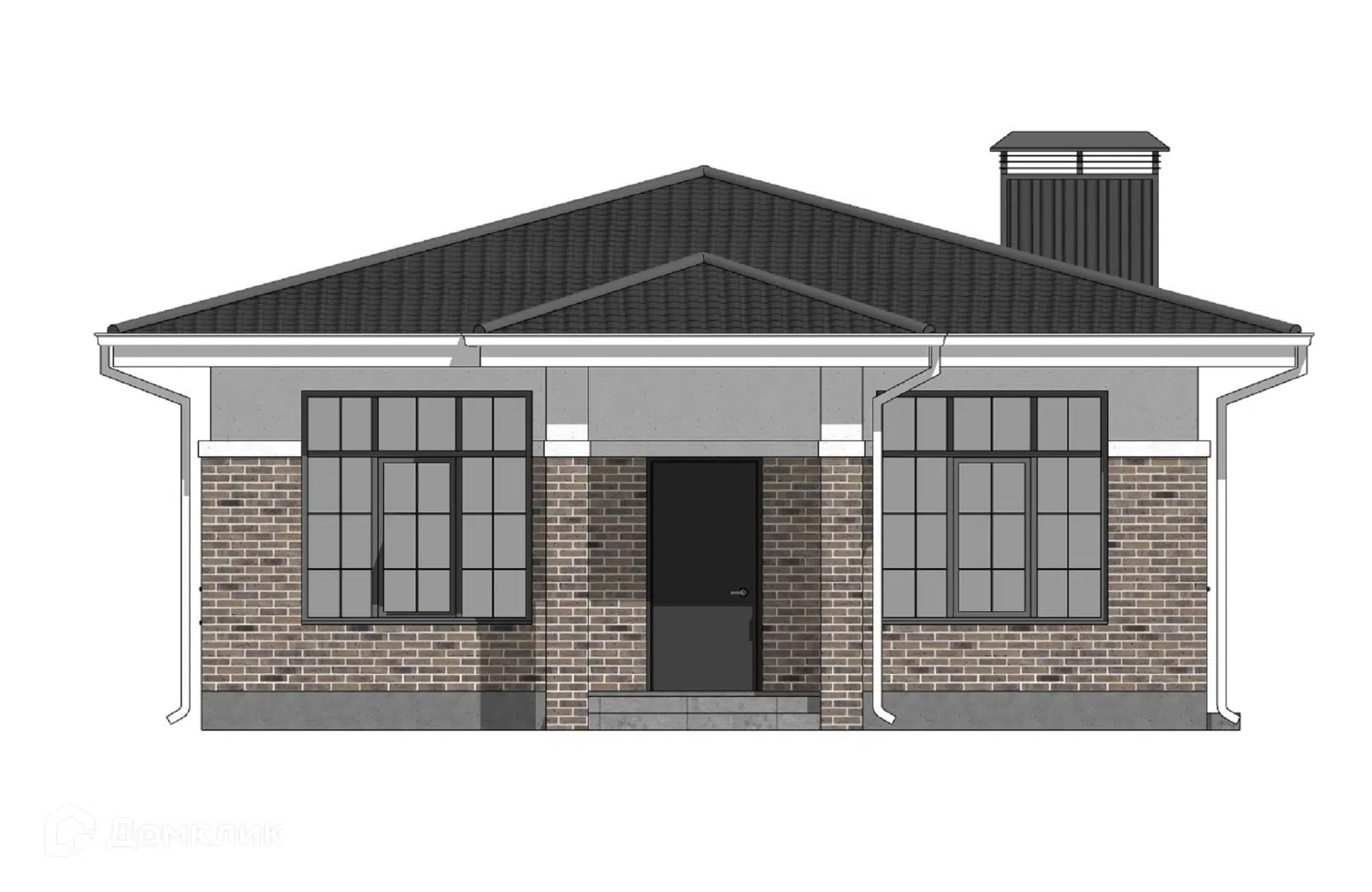 Проект дома «Проект №317-1» компании Новация из материала Керамические блоки площадью 77м² под ключ за 5247000₽ в Донецке | 1 этаж, 2 спальни, 1 санузел – Домклик