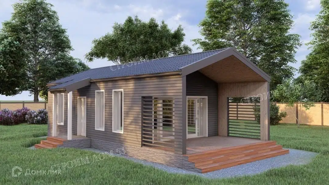 Проект дома «Одноэтажная каркасная баня 6х12м КД-3» компании СК Строим Дом 53 из материала Каркасный дом площадью 66.7м² под ключ за 3140000₽ в Донецке | 1 этаж, 1 спальня, 1 санузел – Домклик