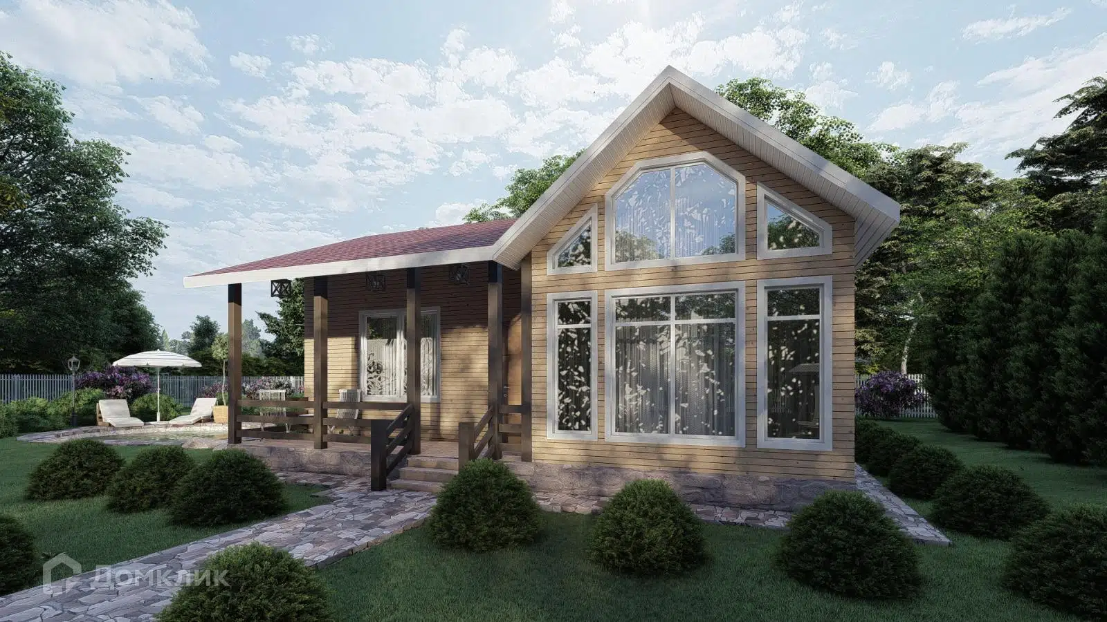 Проект дома «8х10 со вторым светом» компании СК «АС-КАРКАС» из материала Каркасный дом площадью 80м² под ключ за 2295000₽ в Донецке | 1 этаж, 2 спальни, 1 санузел – Домклик