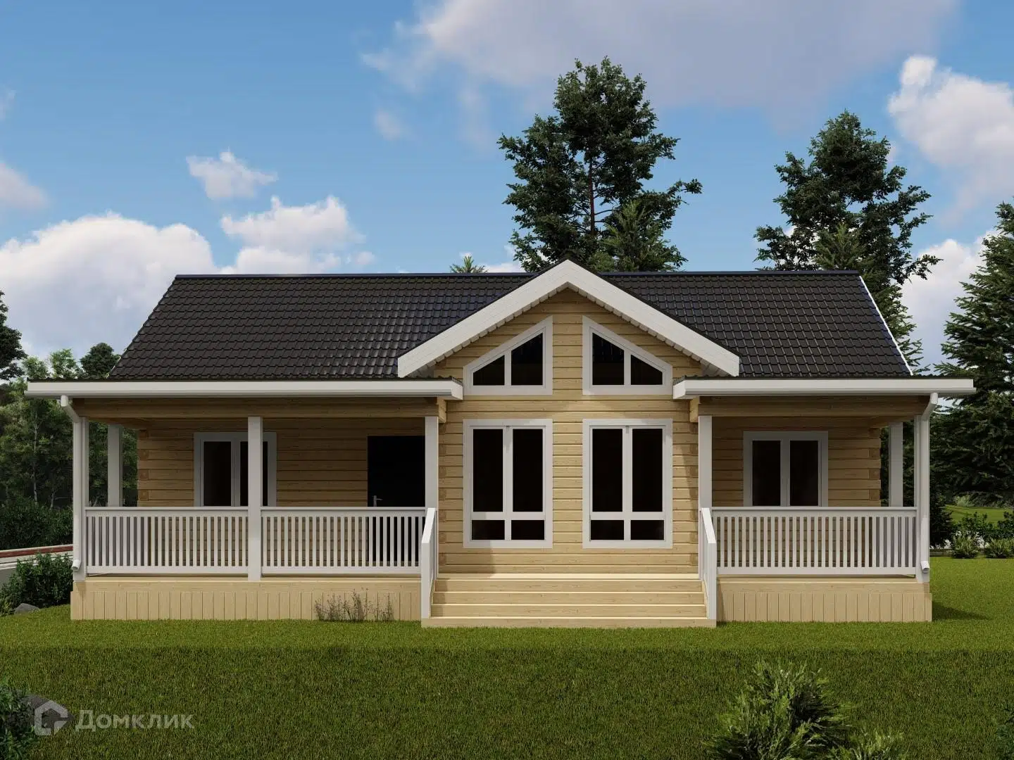 Проект дома «ДОМ 8 Х 12 ВС» компании СТРОЙ ЯКУТСК из материала Профилированный брус площадью 89.59м² под ключ за 6880000₽ в Донецке | 1 этаж, 3 спальни, 1 санузел – Домклик