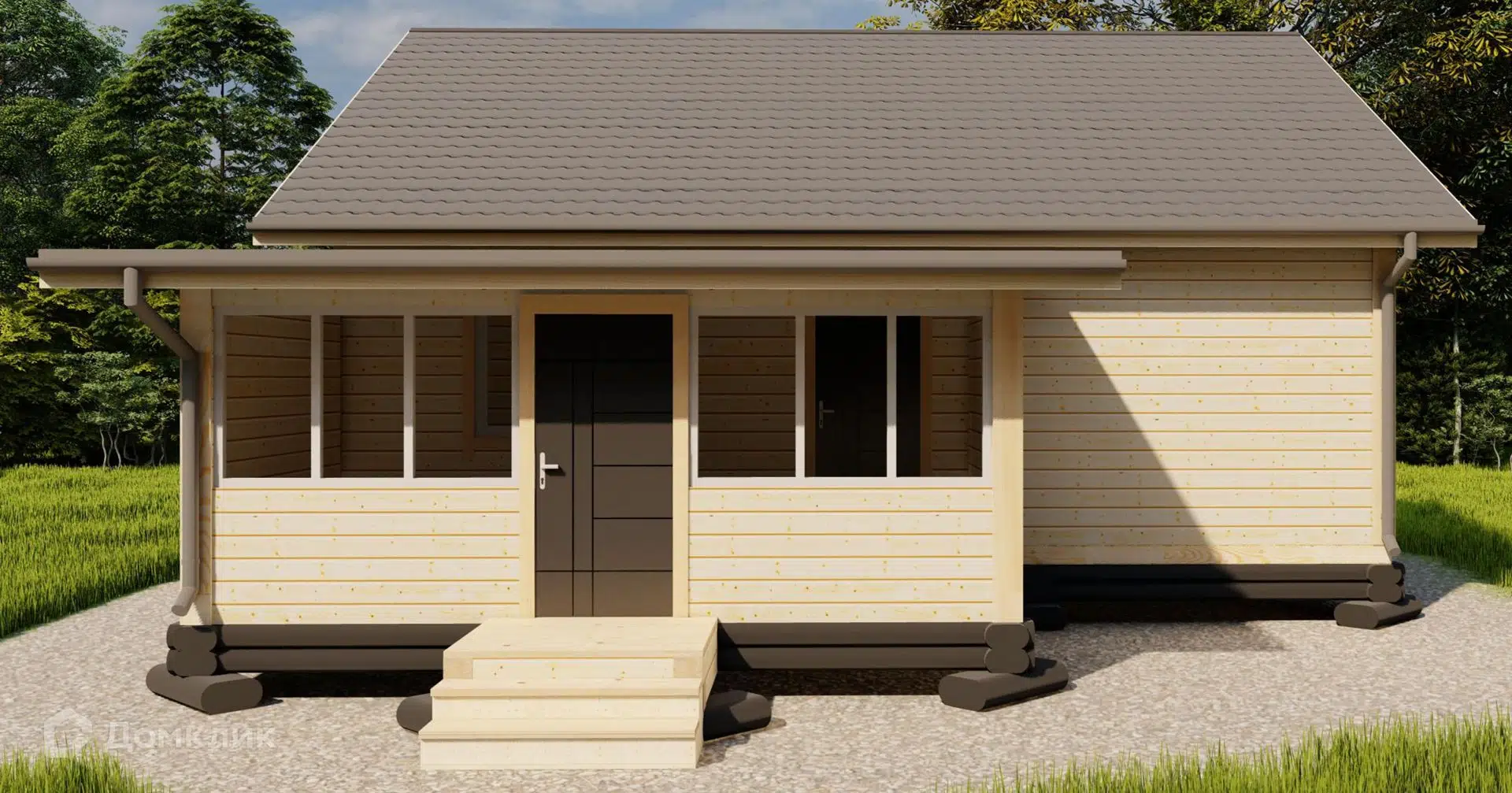 Проект дома «SB-83» компании Саха Билдинг из материала Профилированный брус площадью 82.6м² под ключ за 7778238₽ в Донецке | 1 этаж, 2 спальни, 1 санузел – Домклик