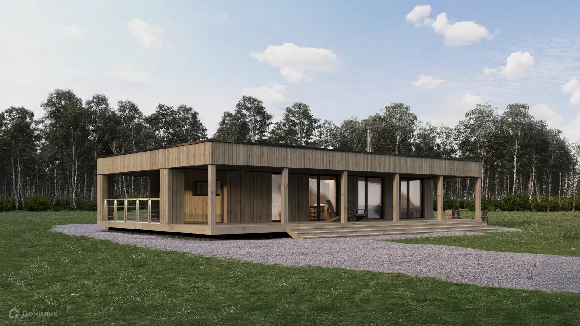 Проект дома «Модульный дом Скаут 75» компании ScoutHouse из материала Каркасный дом площадью 145.4м² под ключ за 15013379₽ в Донецке | 1 этаж, 2 спальни, 1 санузел – Домклик