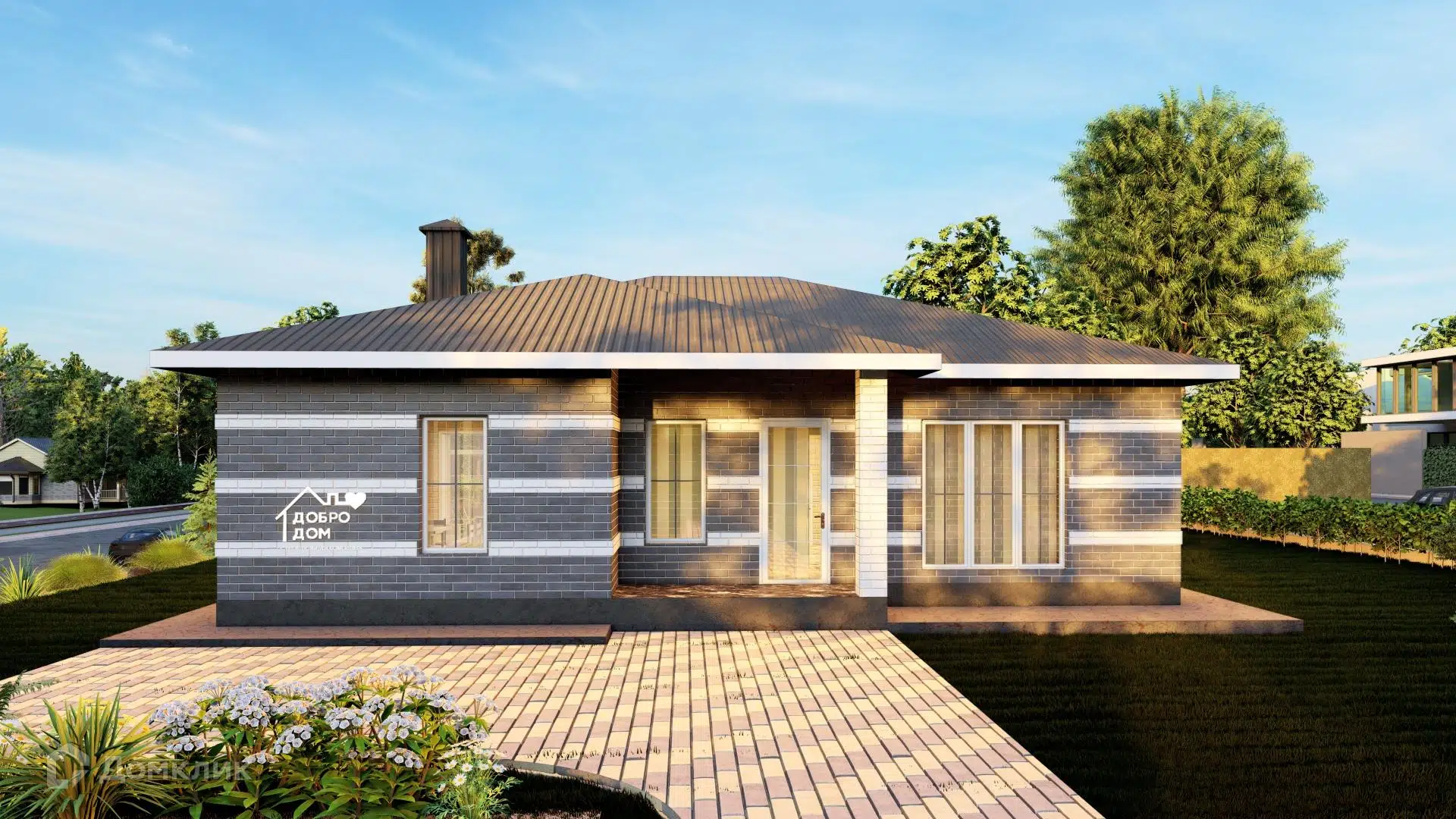 Проект дома «Коттедж Гермес мини» компании СК «Добро Дом» из материала Газобетонные блоки площадью 137м² под ключ за 7200000₽ в Донецке | 1 этаж, 4 спальни, 2 санузла – Домклик