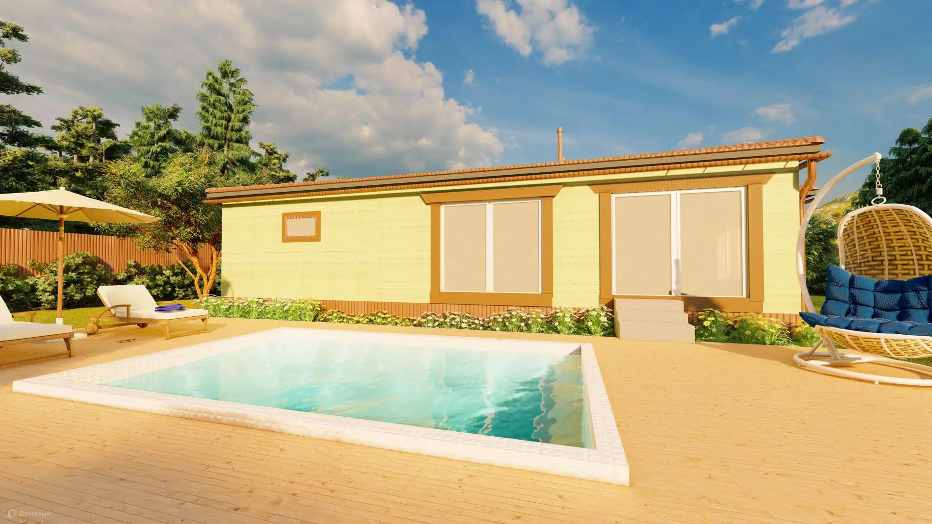 Проект дома «Проект №3» компании СК «Созвездие» из материала Брус естественной влажности площадью 140м² под ключ за 8000000₽ в Донецке | 1 этаж, 2 спальни, 1 санузел – Домклик