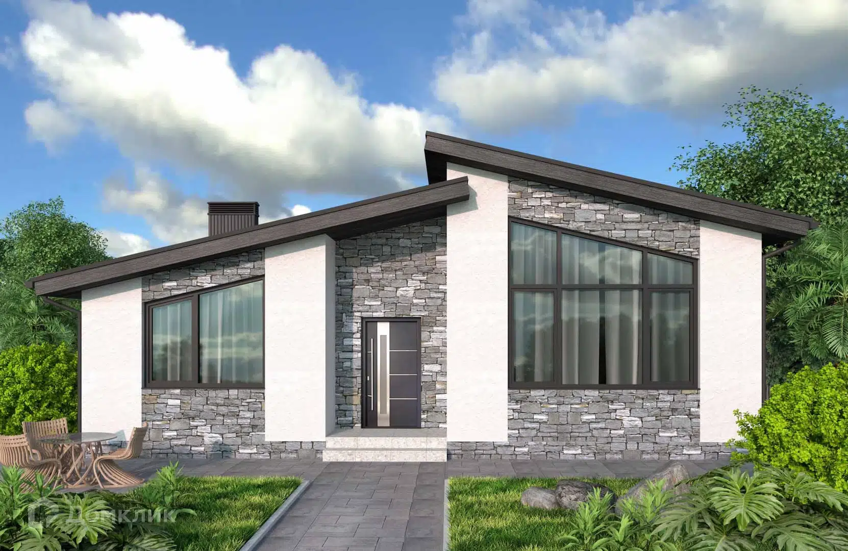 Проект дома «Проект №381» компании Новация из материала Газобетонные блоки площадью 152м² под ключ за 9157500₽ в Донецке | 1 этаж, 3 спальни, 2 санузла – Домклик