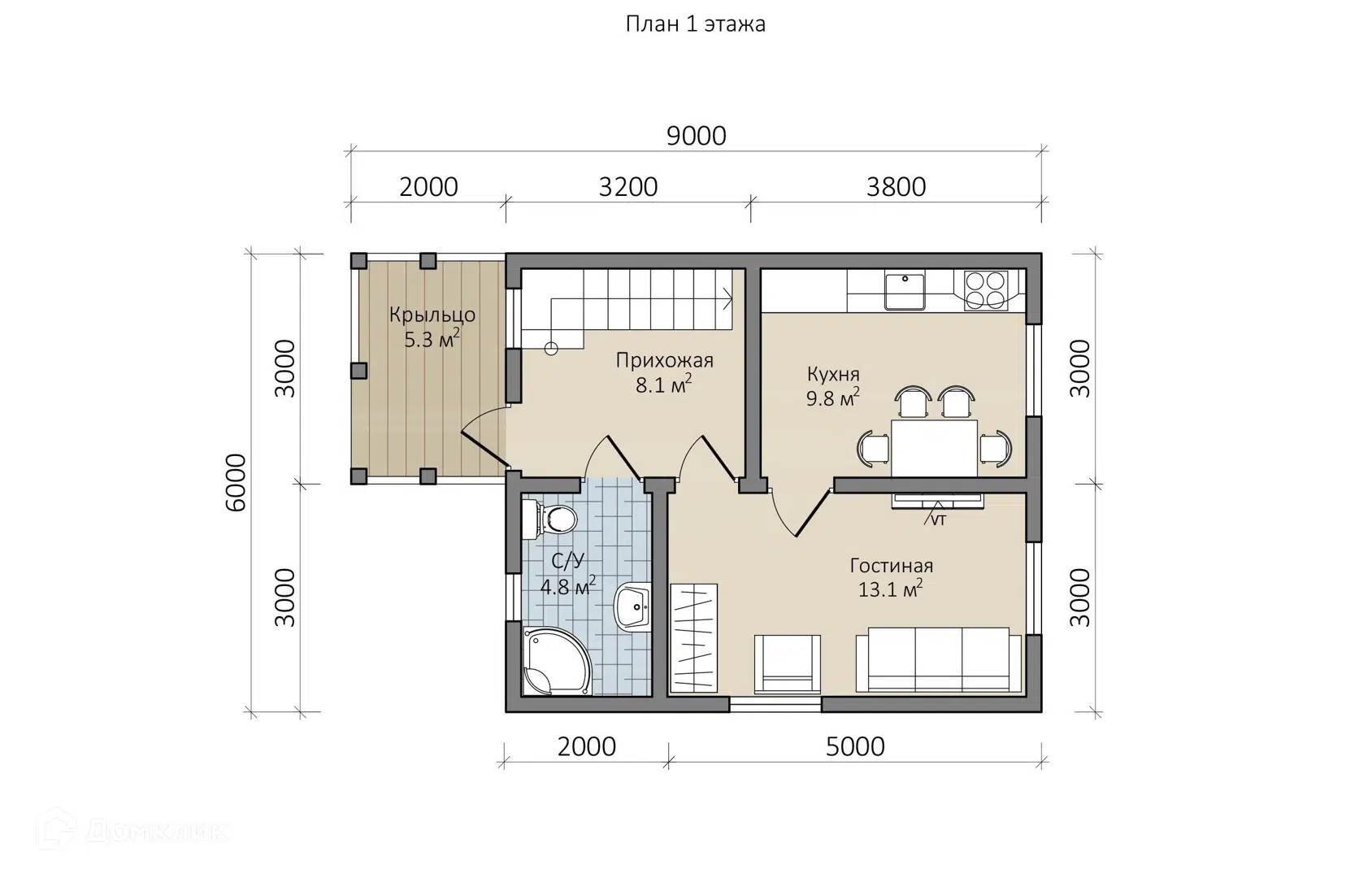 Планировка 1 этажа