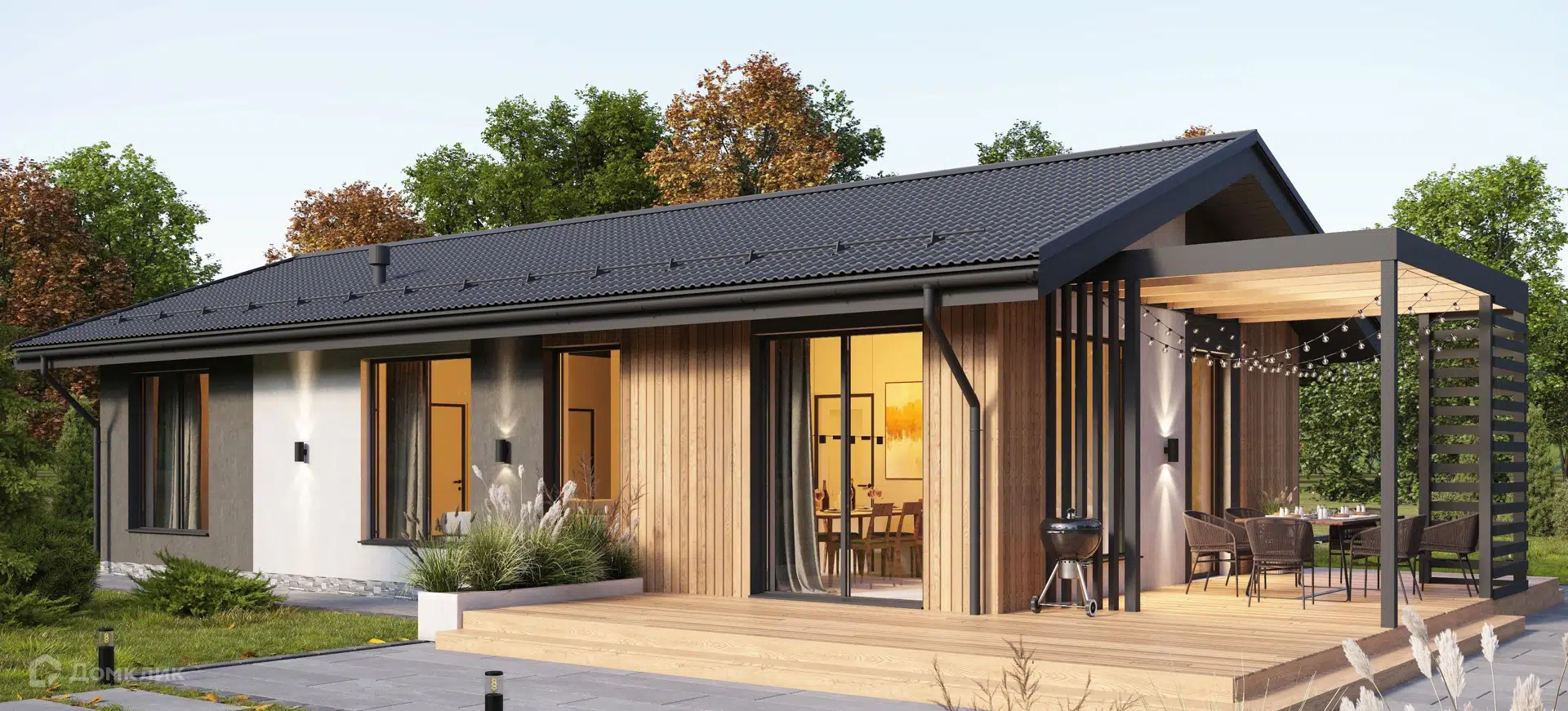 Проект дома «Скандинавия 90» компании Победа из материала Железобетонные панели площадью 90м² под ключ за 8800000₽ в Донецке | 1 этаж, 3 спальни, 3 санузла – Домклик