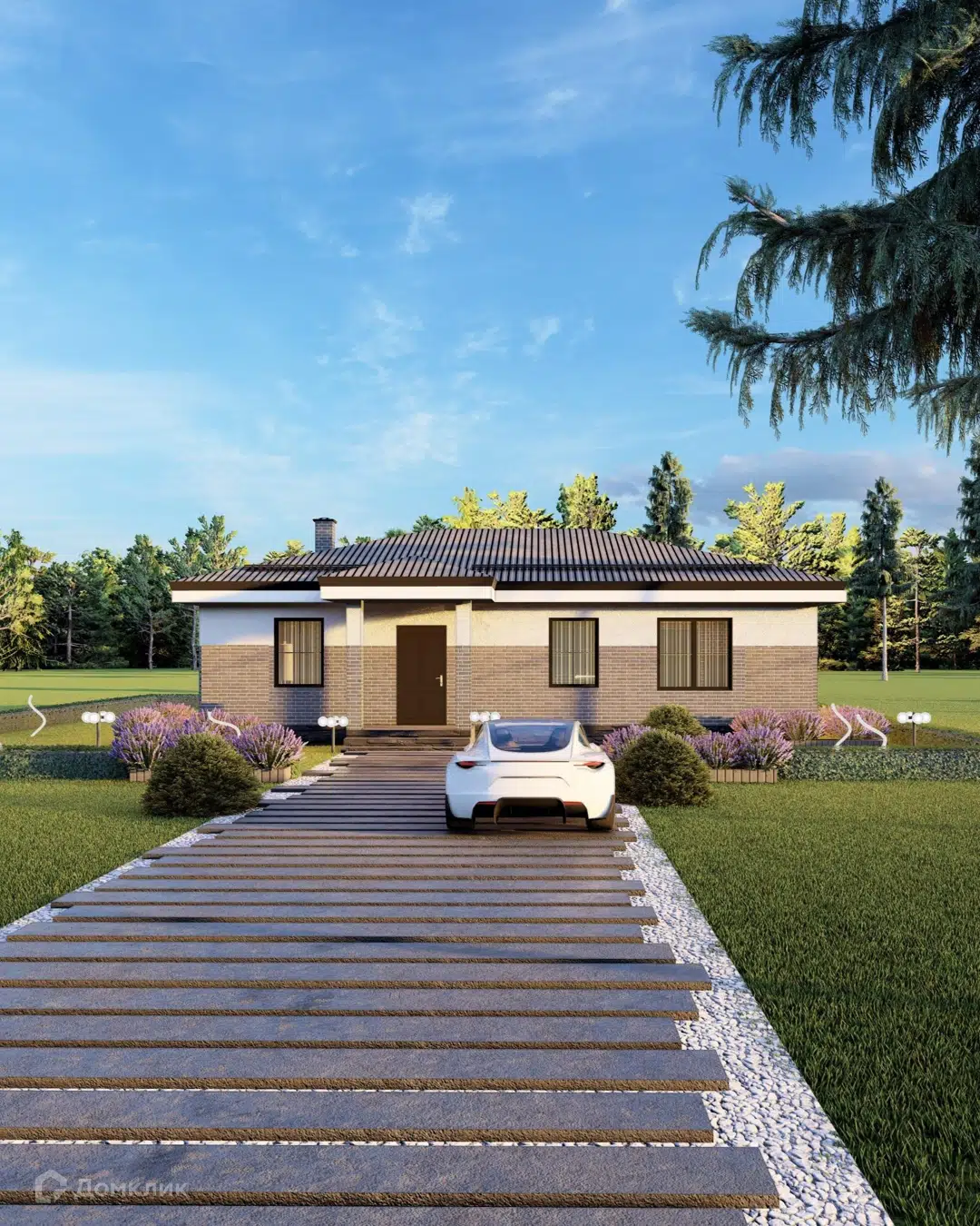 Проект дома «Коттедж Вега» компании СК «Добро Дом» из материала Газобетонные блоки площадью 102м² под ключ за 6525000₽ в Донецке | 1 этаж, 3 спальни, 2 санузла – Домклик