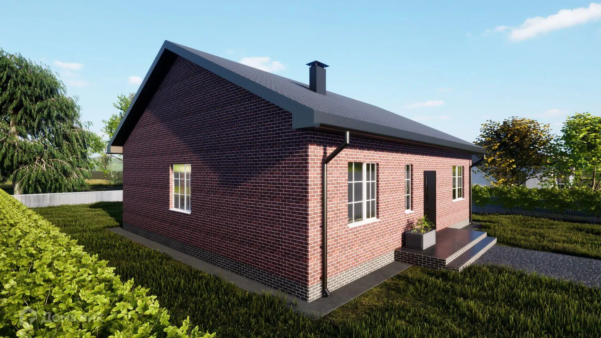 Проект дома «К 0107-К» компании СК  «Константин Инвест Капитал» из материала Кирпич площадью 95м² под ключ за 5510000₽ в Донецке | 1 этаж, 3 спальни, 2 санузла – Домклик