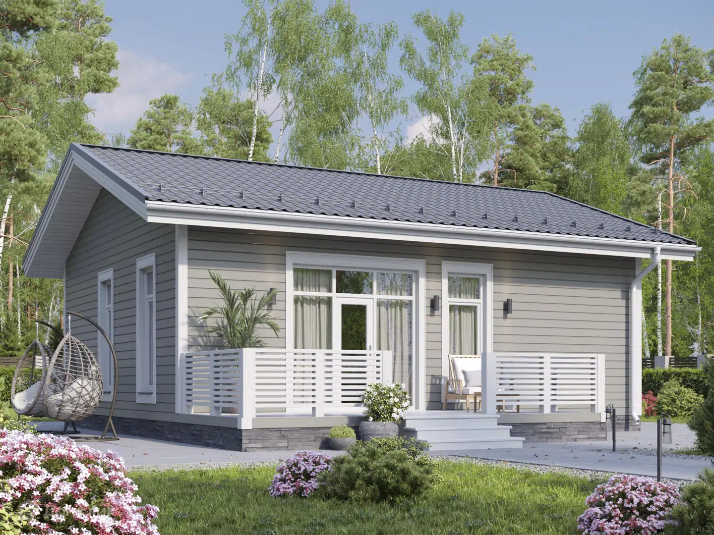 Проект дома «Зыкова» компании FamilyDom из материала Каркасный дом площадью 68.1м² под ключ за 3703000₽ в Луганске | 1 этаж, 2 спальни, 1 санузел – Домклик