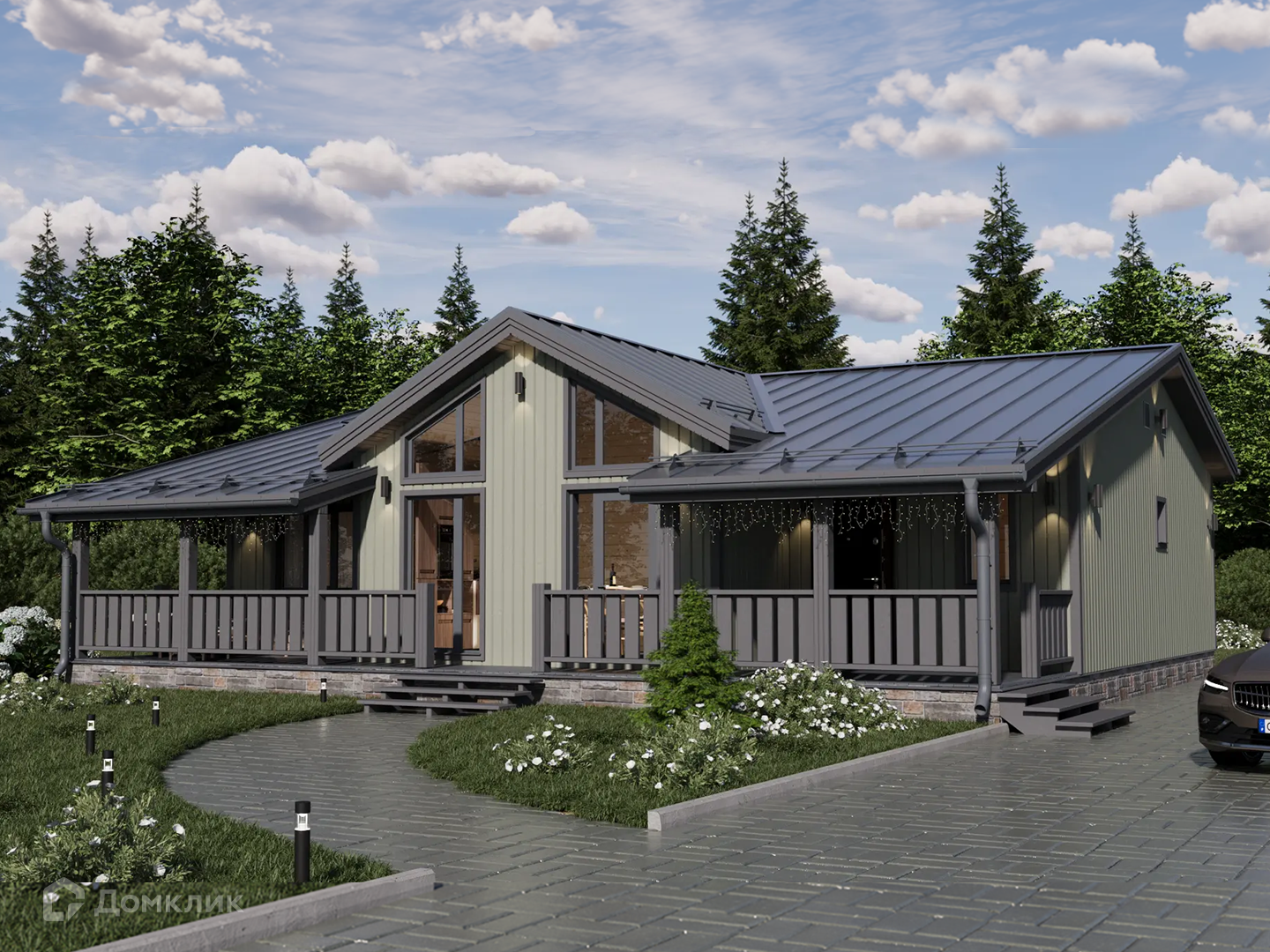 Проект дома «Сканди» компании ООО «Комфорт-Проект» из материала Каркасный дом площадью 134м² под ключ за 6165000₽ в Донецке | 1 этаж, 4 спальни, 2 санузла – Домклик