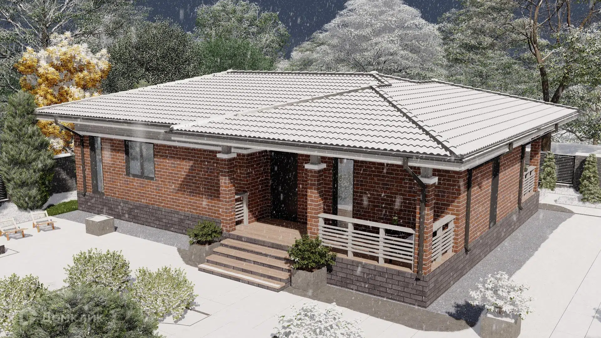 Проект дома «Одноэтажный МД-100» компании МАГАЗИН ДОМОВ из материала SIP-панели площадью 105.8м² под ключ за 7425000₽ в Донецке | 1 этаж, 3 спальни, 2 санузла – Домклик