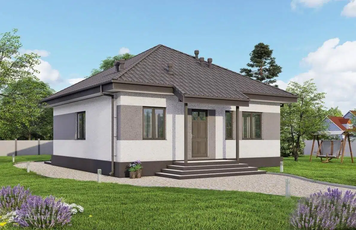 Проект дома «Мехико» компании ООО «ЖИВЕМ ДОМА ДЕВЕЛОПМЕНТ» из материала Керамические блоки площадью 77.28м² под ключ за 3723000₽ в Донецке | 1 этаж, 2 спальни, 1 санузел – Домклик