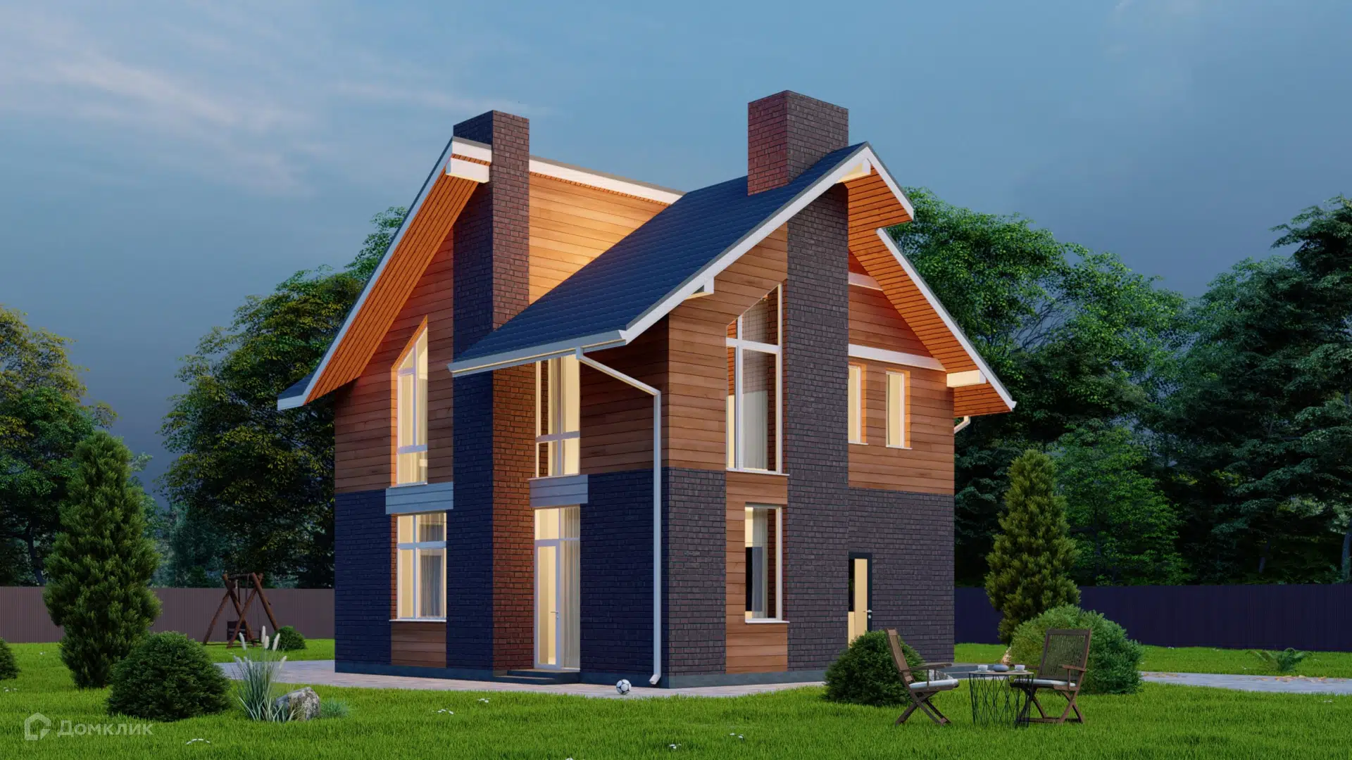Проект дома «Коттедж двухэтажный» компании А-Девелопмент из материала Кирпич площадью 120м² под ключ за 7796695₽ в Донецке | 2 этажа, 4 спальни, 2 санузла – Домклик