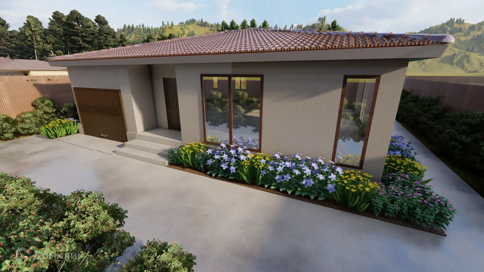 Проект дома «Проект №14» компании СК «Созвездие» из материала Газобетонные блоки площадью 107.7м² под ключ за 7916733₽ в Донецке | 1 этаж, 2 спальни, 1 санузел – Домклик