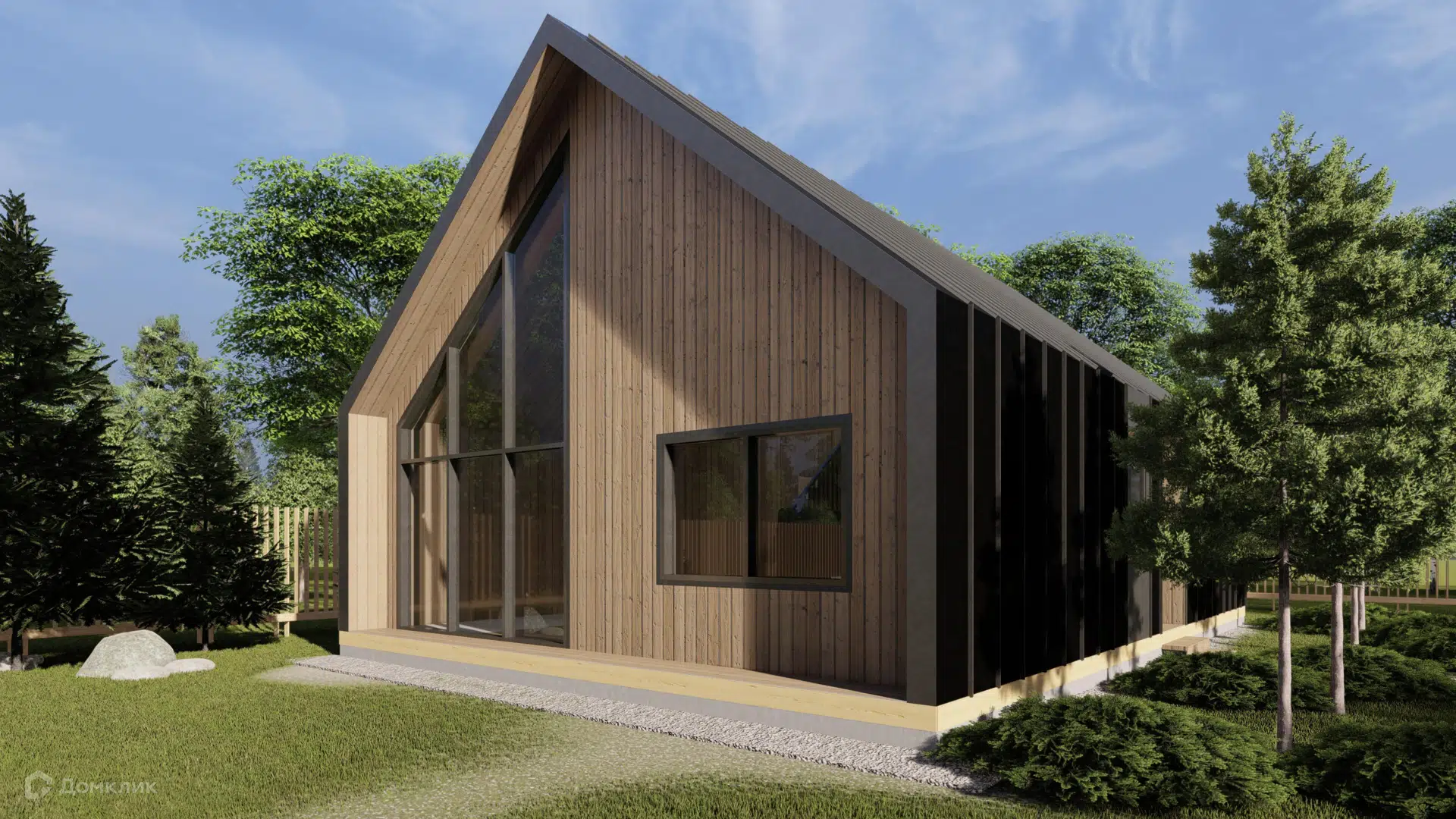 Проект дома «Двухэтажный барнхаус 102м2» компании NORTH HOUSE из материала Каркасный дом площадью 102м² под ключ за 7100000₽ в Донецке | 2 этажа, 3 спальни, 1 санузел – Домклик