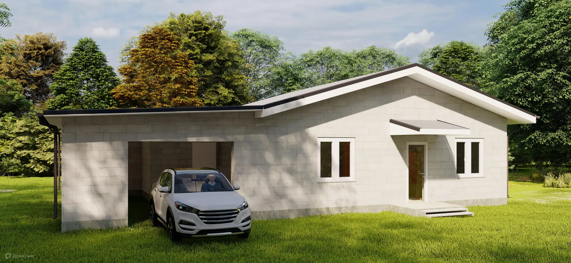 Проект дома «Южный» компании Строим45 из материала Газобетонные блоки площадью 123.5м² под ключ за 6100000₽ в Донецке | 1 этаж, 3 спальни, 1 санузел – Домклик