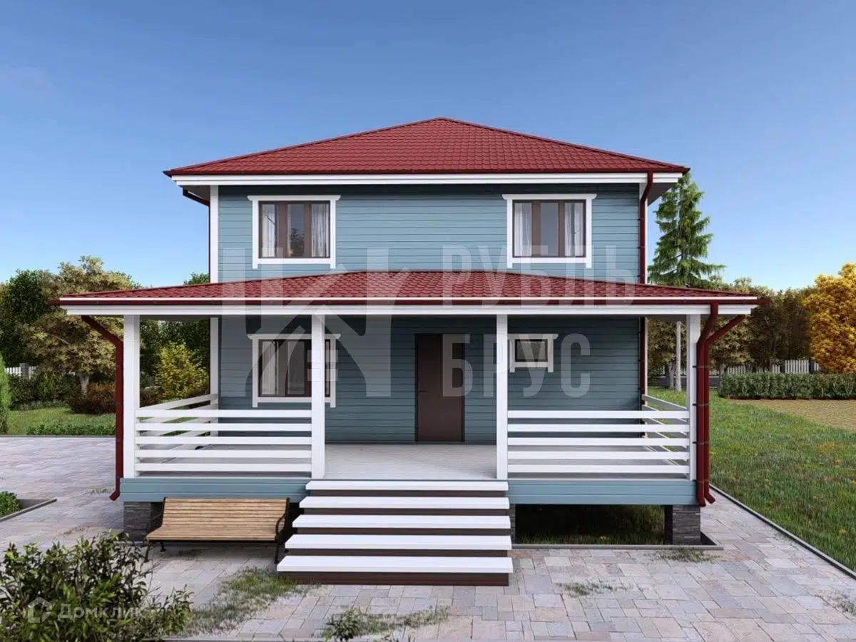 Проект дома «Каркасный дом «Фэмили Хаус»» компании РубльБрус строительство деревянных домов и бань по России. из материала Каркасный дом площадью 171м² под ключ за 5628750₽ в Донецке | 2 этажа, 4 спальни, 2 санузла – Домклик