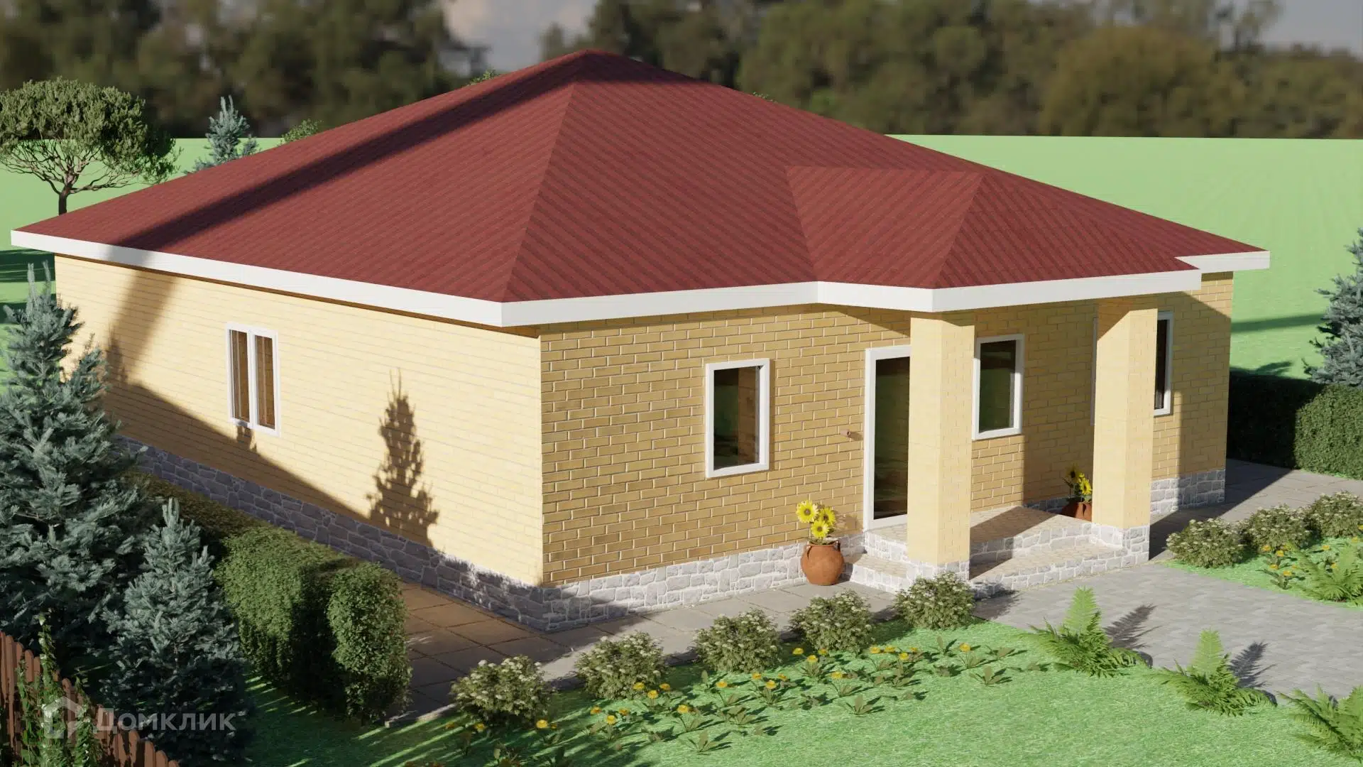 Проект дома «Дом 1-эт 97 м2» компании СК «СтройЭкоГарант» из материала Керамзитобетонные блоки площадью 97м² под ключ за 5800000₽ в Луганске | 1 этаж, 3 спальни, 2 санузла – Домклик