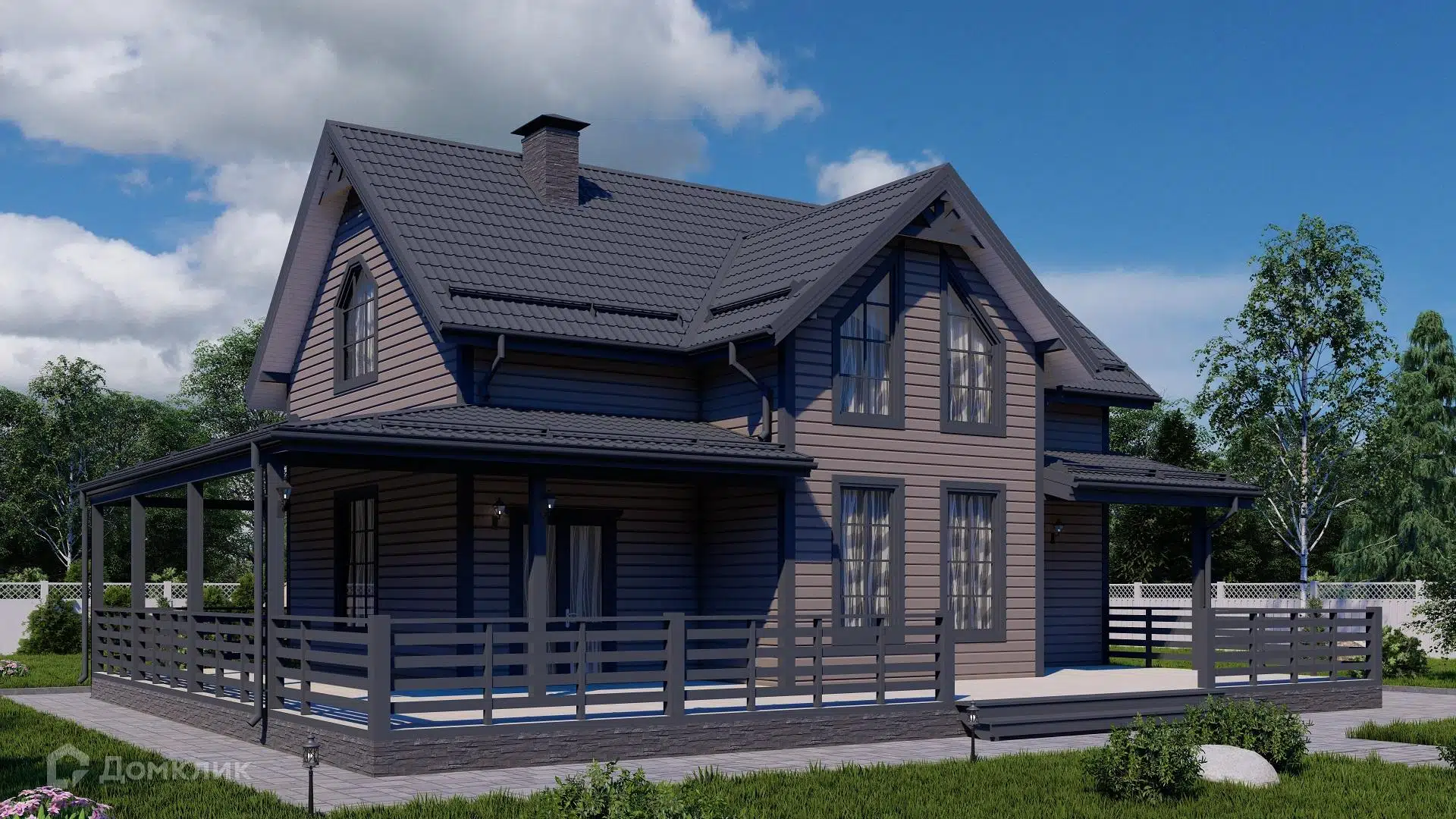 Проект дома «КД-241» компании OLLATALO из материала Каркасный дом площадью 163м² под ключ за 7480000₽ в Донецке | 2 этажа, 4 спальни, 2 санузла – Домклик