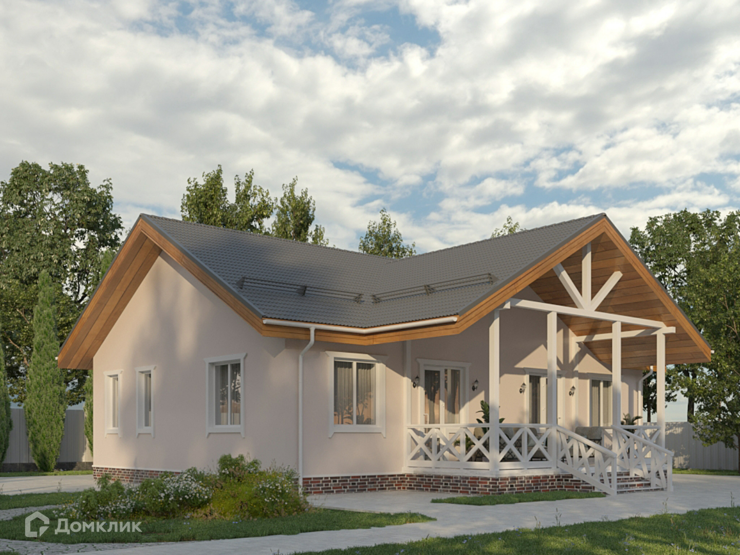 Проект дома «Мерритт» компании Вигвам.ру из материала Каркасный дом площадью 119.2м² под ключ за 9648996₽ в Донецке | 1 этаж, 3 спальни, 1 санузел – Домклик