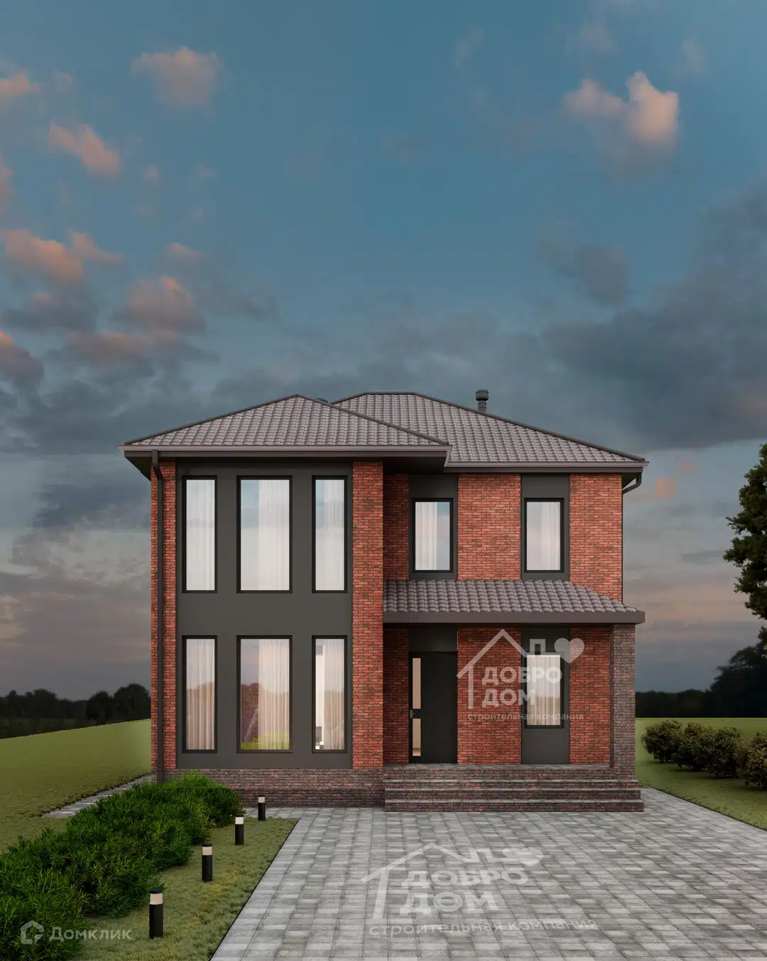 Проект дома «Коттедж Оскар» компании СК «Добро Дом» из материала Газобетонные блоки площадью 135м² под ключ за 7065000₽ в Донецке | 2 этажа, 4 спальни, 2 санузла – Домклик