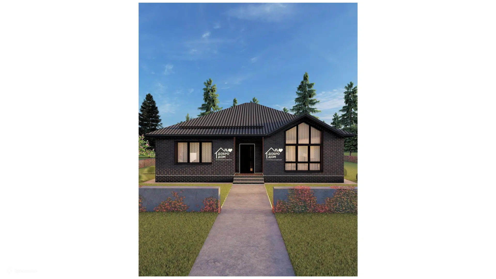 Проект дома «Коттедж Венеция» компании СК «Добро Дом» из материала Газобетонные блоки площадью 125м² под ключ за 6970000₽ в Донецке | 1 этаж, 3 спальни, 1 санузел – Домклик