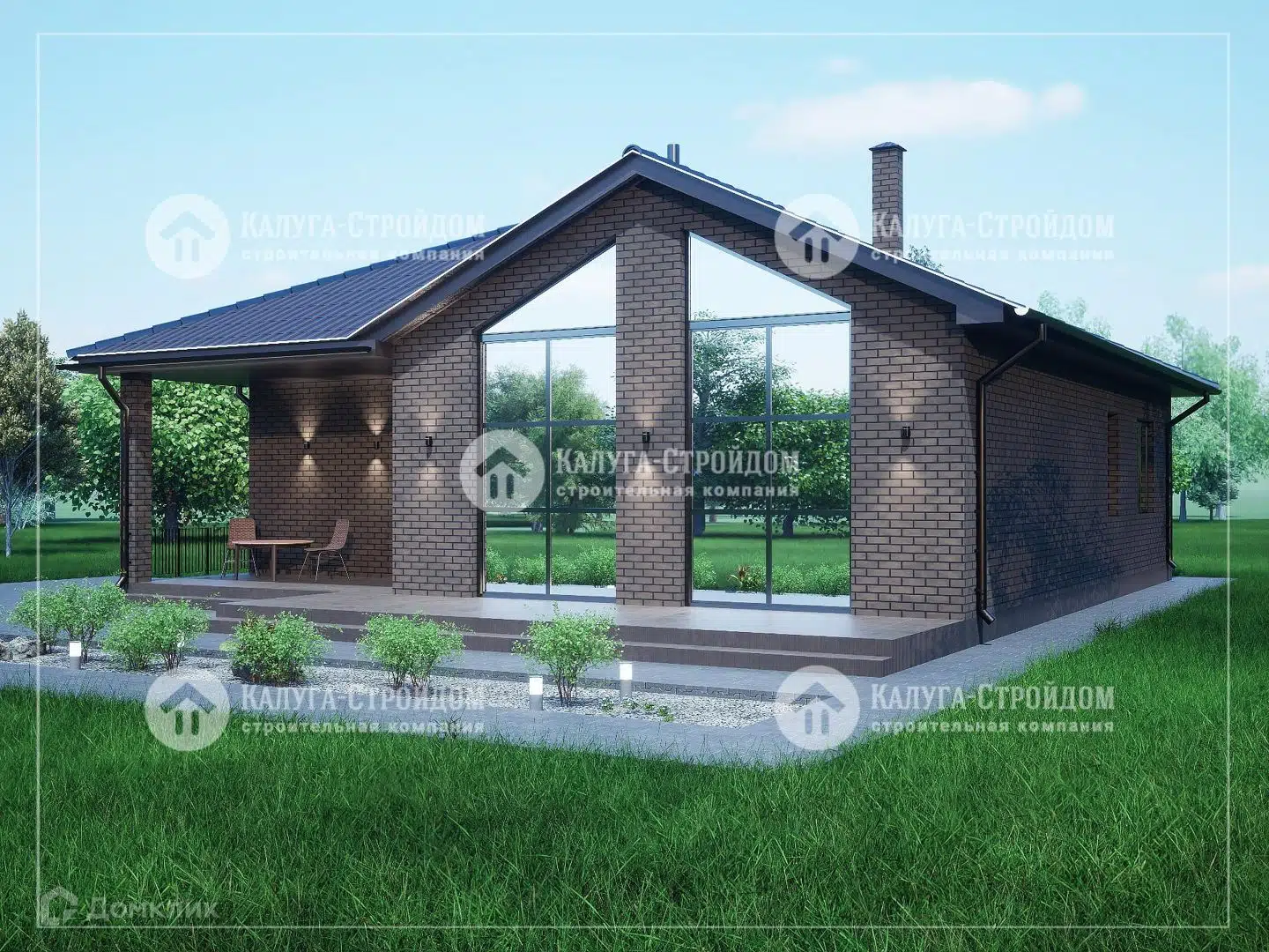Проект дома «СП-17.37» компании КАЛУГА-СТРОЙДОМ из материала Газобетонные блоки площадью 105м² под ключ за 6300000₽ в Луганске | 1 этаж, 3 спальни, 2 санузла – Домклик