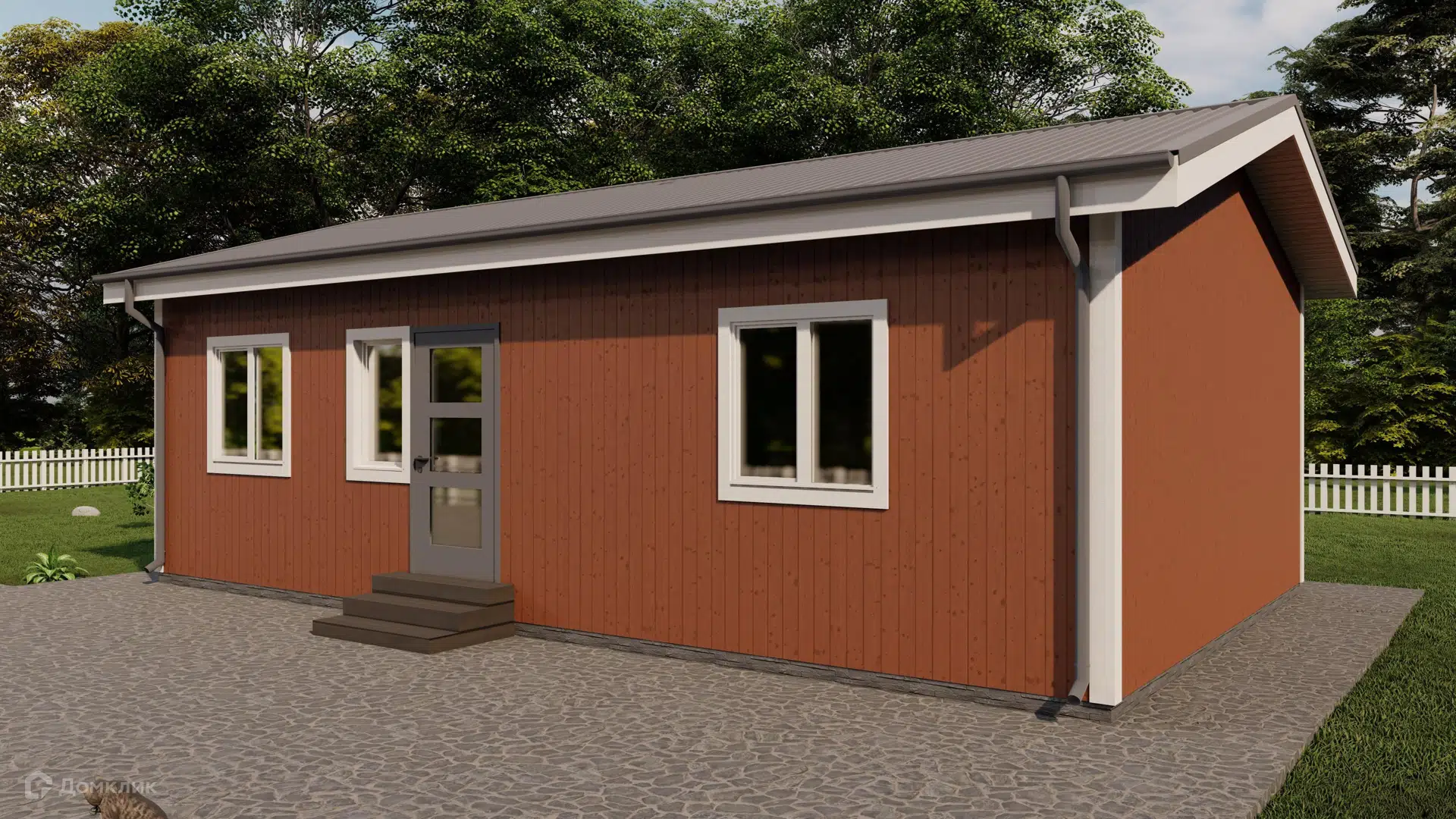 Проект дома «Южный S» компании РКД из материала Каркасный дом площадью 60м² под ключ за 2346000₽ в Донецке | 1 этаж, 2 спальни, 1 санузел – Домклик