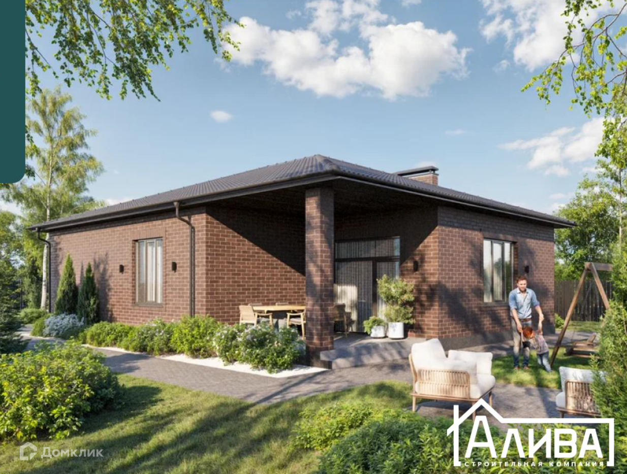 Проект дома «Кирпичный Дом 96,15м²» компании Алива Строй из материала Кирпич площадью 96.15м² под ключ за 5293300₽ в Донецке | 1 этаж, 3 спальни, 1 санузел – Домклик