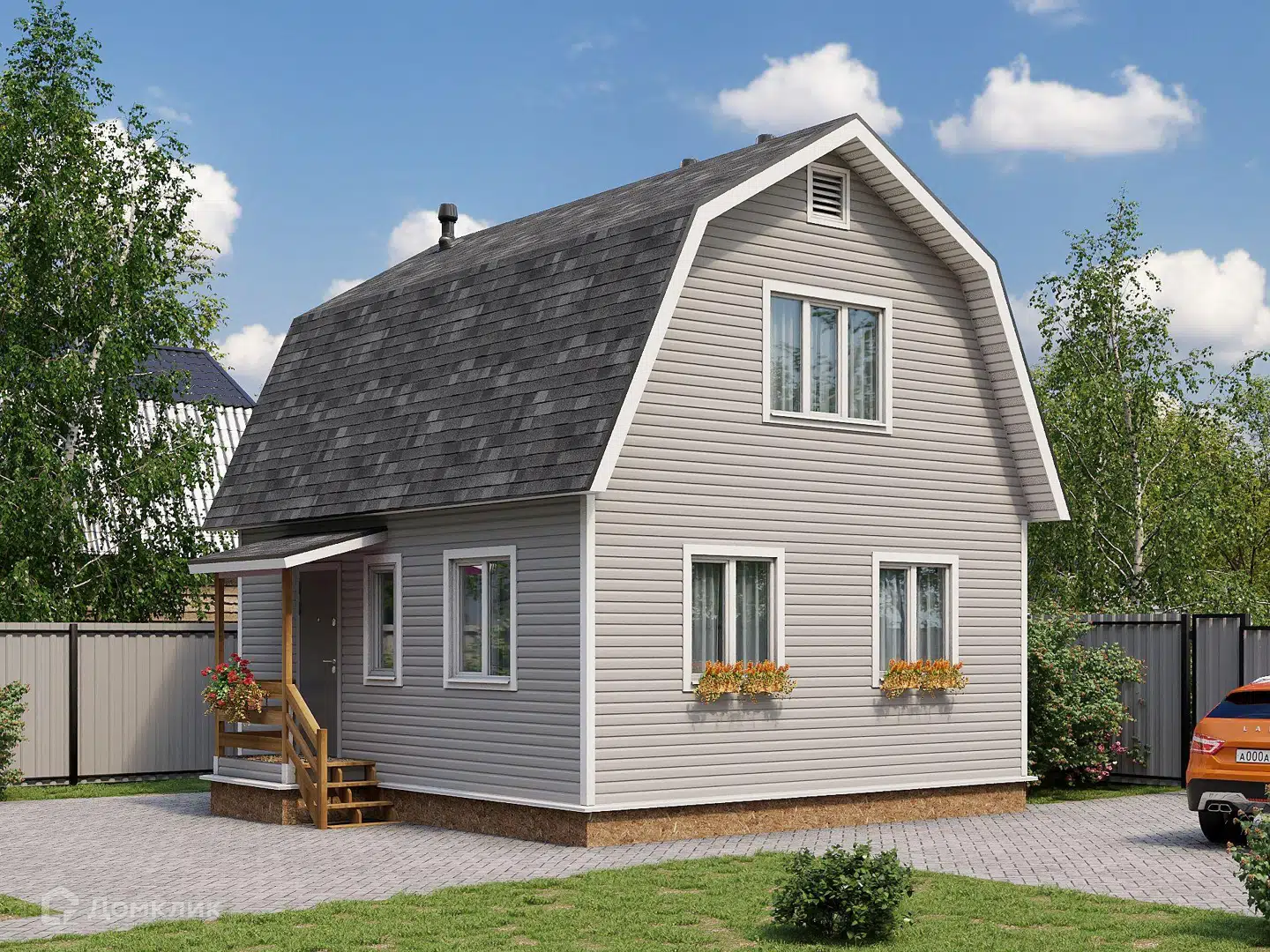 Проект дома «Лидер ЛК 7 К-200 6х7 м Н» компании Теремъ из материала Каркасный дом площадью 64.3м² под ключ за 3766229₽ в Луганске | 2 этажа, 3 спальни, 1 санузел – Домклик