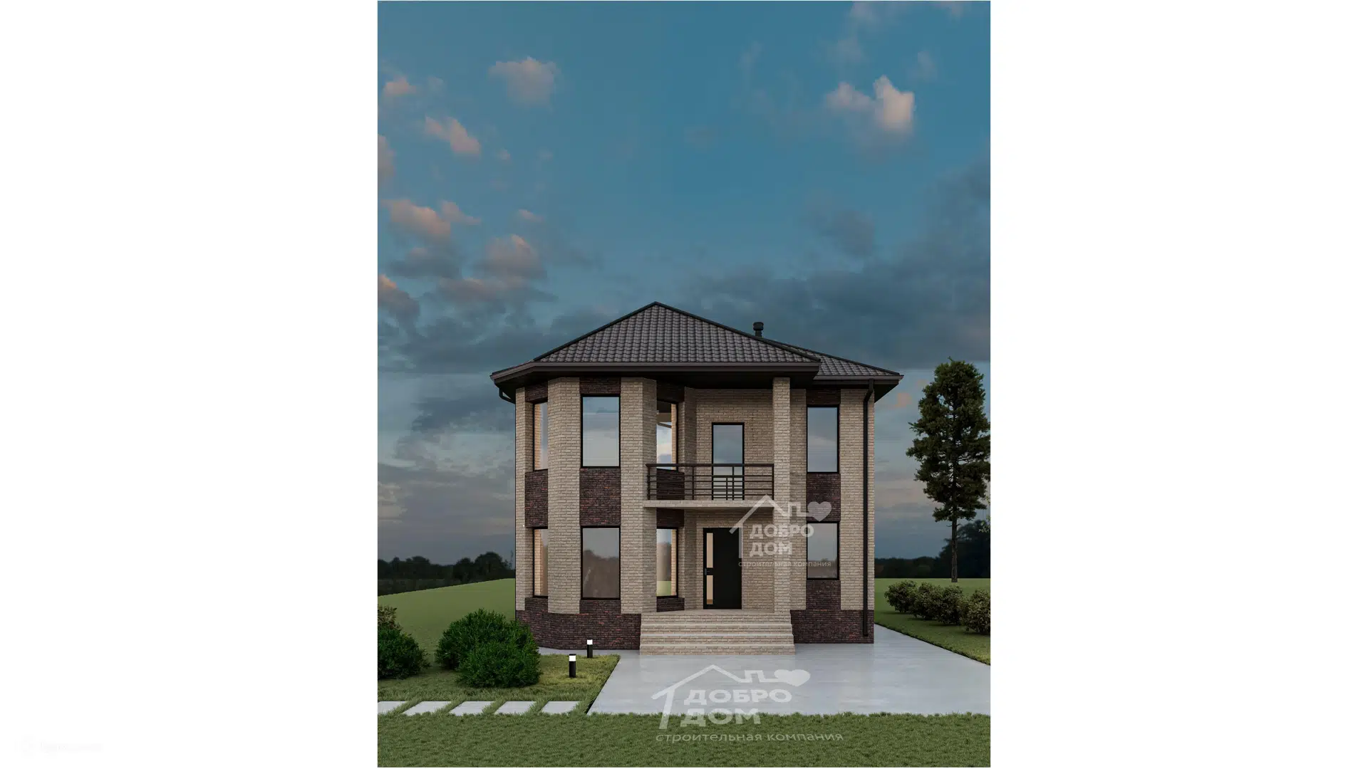 Проект дома «Коттедж Сириус» компании СК «Добро Дом» из материала Газобетонные блоки площадью 128м² под ключ за 7025000₽ в Донецке | 2 этажа, 4 спальни, 2 санузла – Домклик