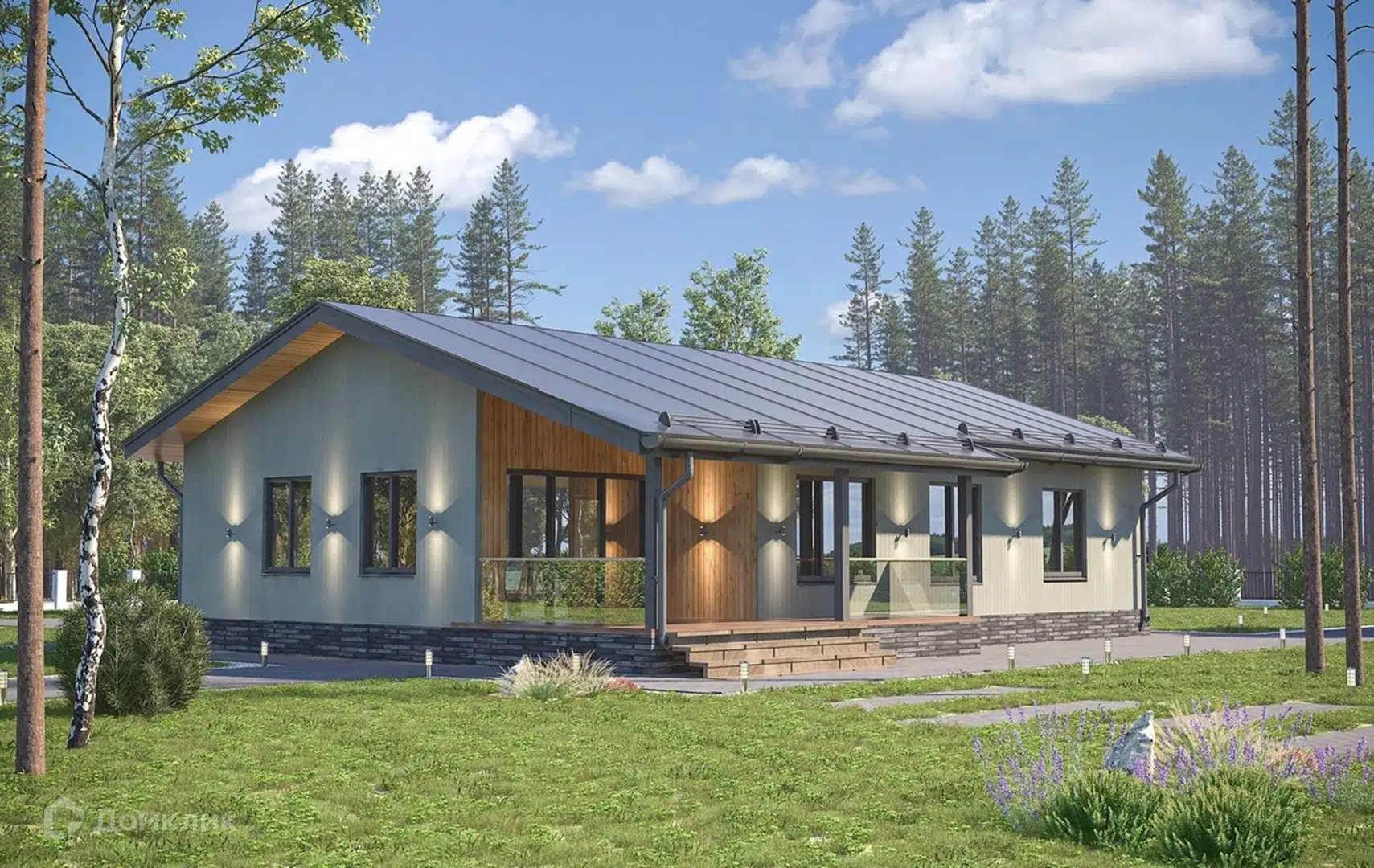 Проект дома «ДК-156» компании Теплодина из материала Каркасный дом площадью 128м² под ключ за 6144000₽ в Донецке | 1 этаж, 3 спальни, 1 санузел – Домклик